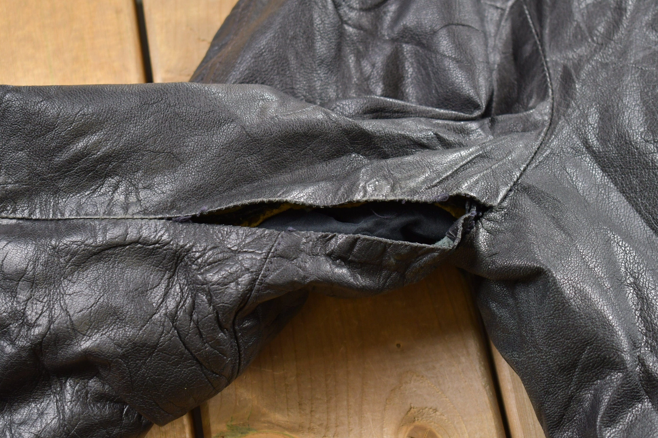 Vintage 1980s Leather Biker Jacket Men's Medium - Image 6