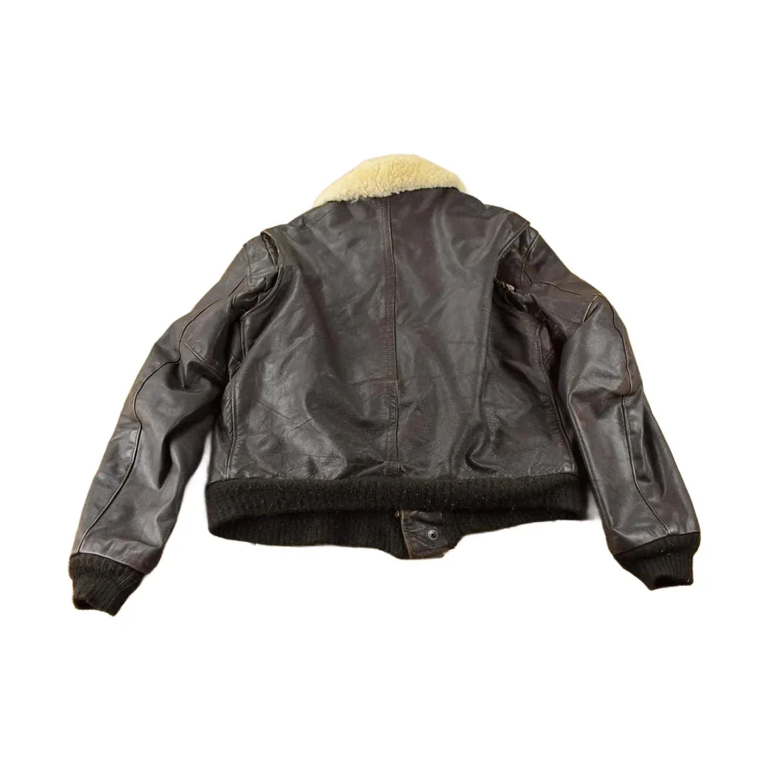 Vintage 1980s Leather Men's Flyer's Jacket Made In USA Men's Large - Image 2