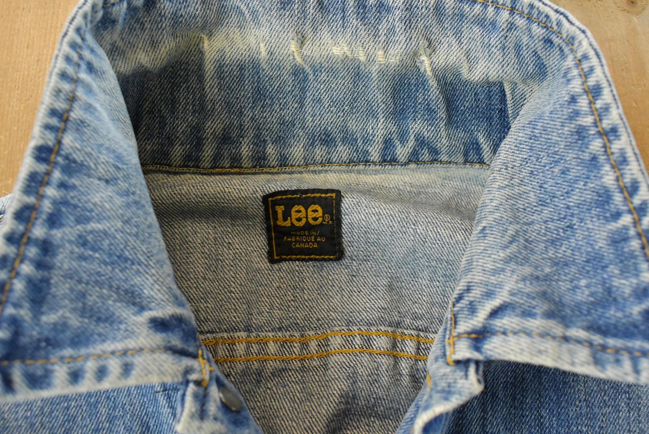 Vintage 1980s Lee Denim Jean Trucker Jacket Men's Small - Image 4