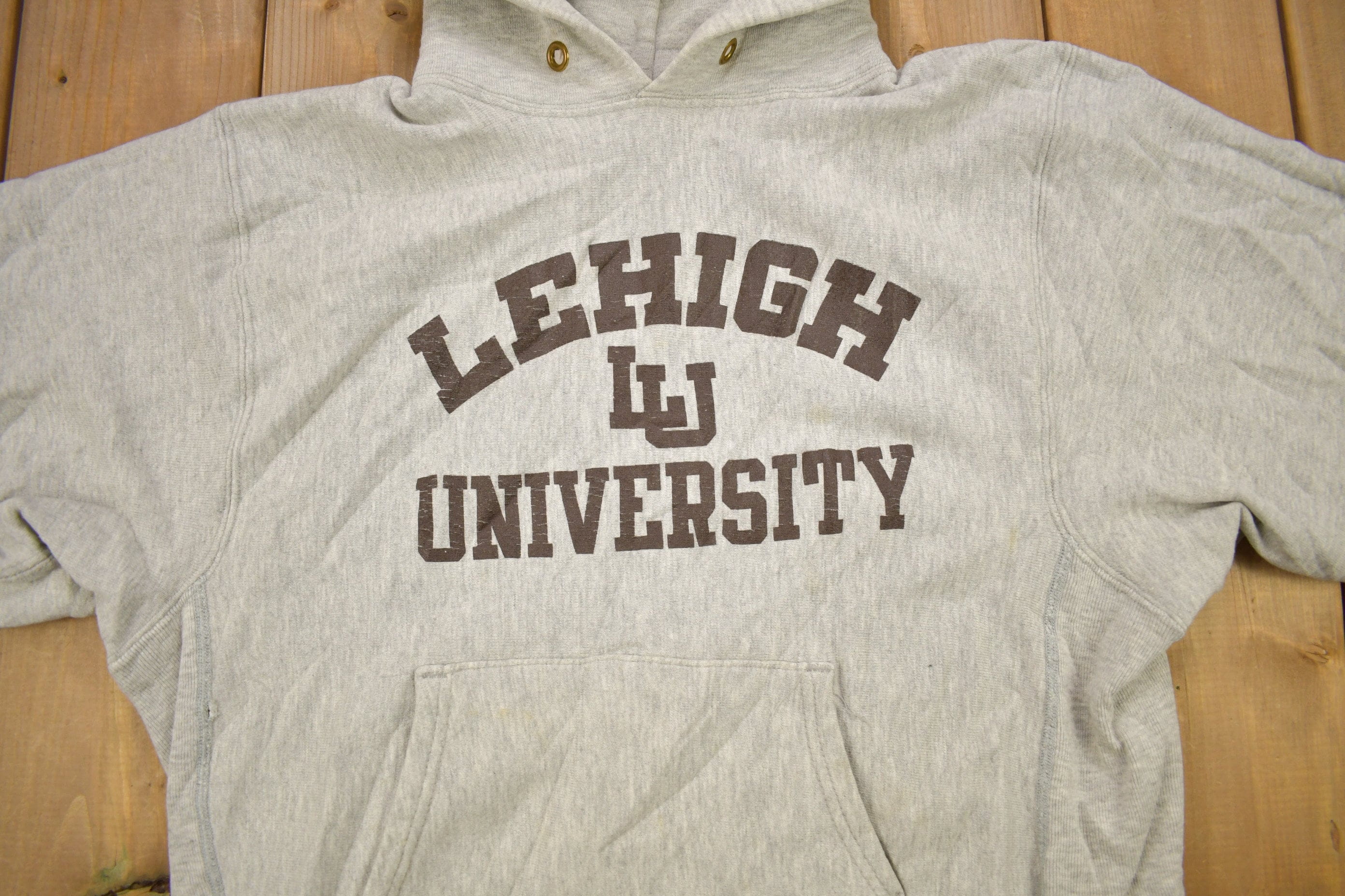 Vintage 1980s Lehigh University Champion Reverse Weave Warmup Hoodie - Image 3