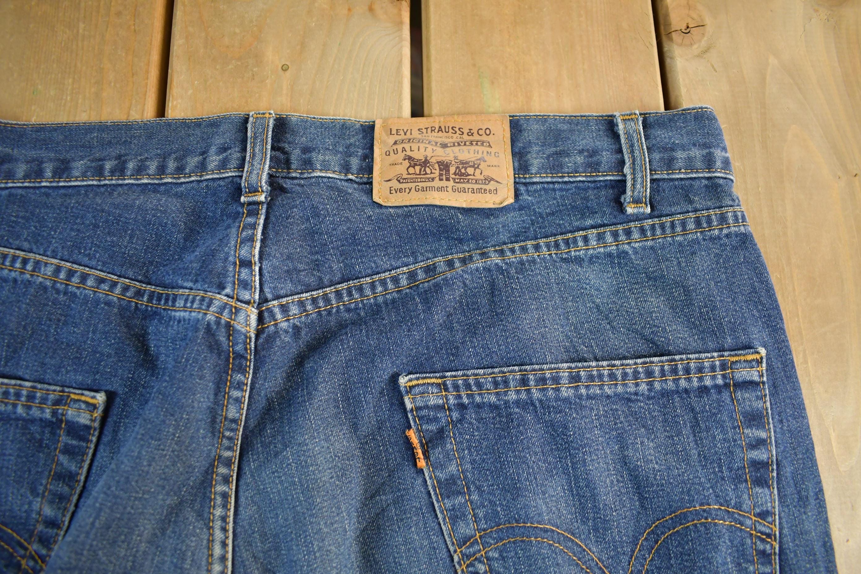 Vintage 1980s Levi's Orange Tab Bell Bottom Flare Denim Jeans Men's Men's 38 x 31 - Image 5