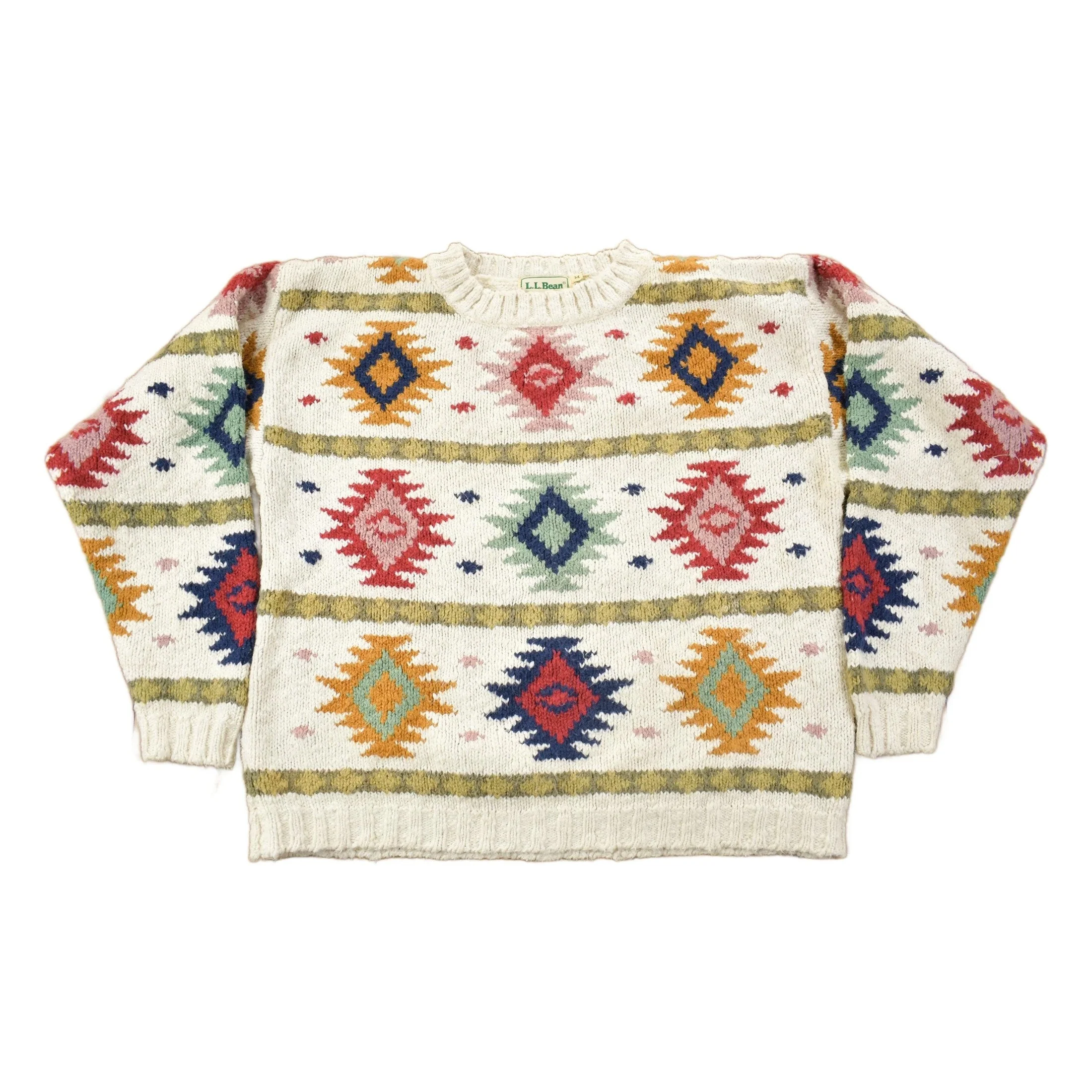 Vintage 1980s LL Bean Aztec Pattern Knit Sweater Men's Medium