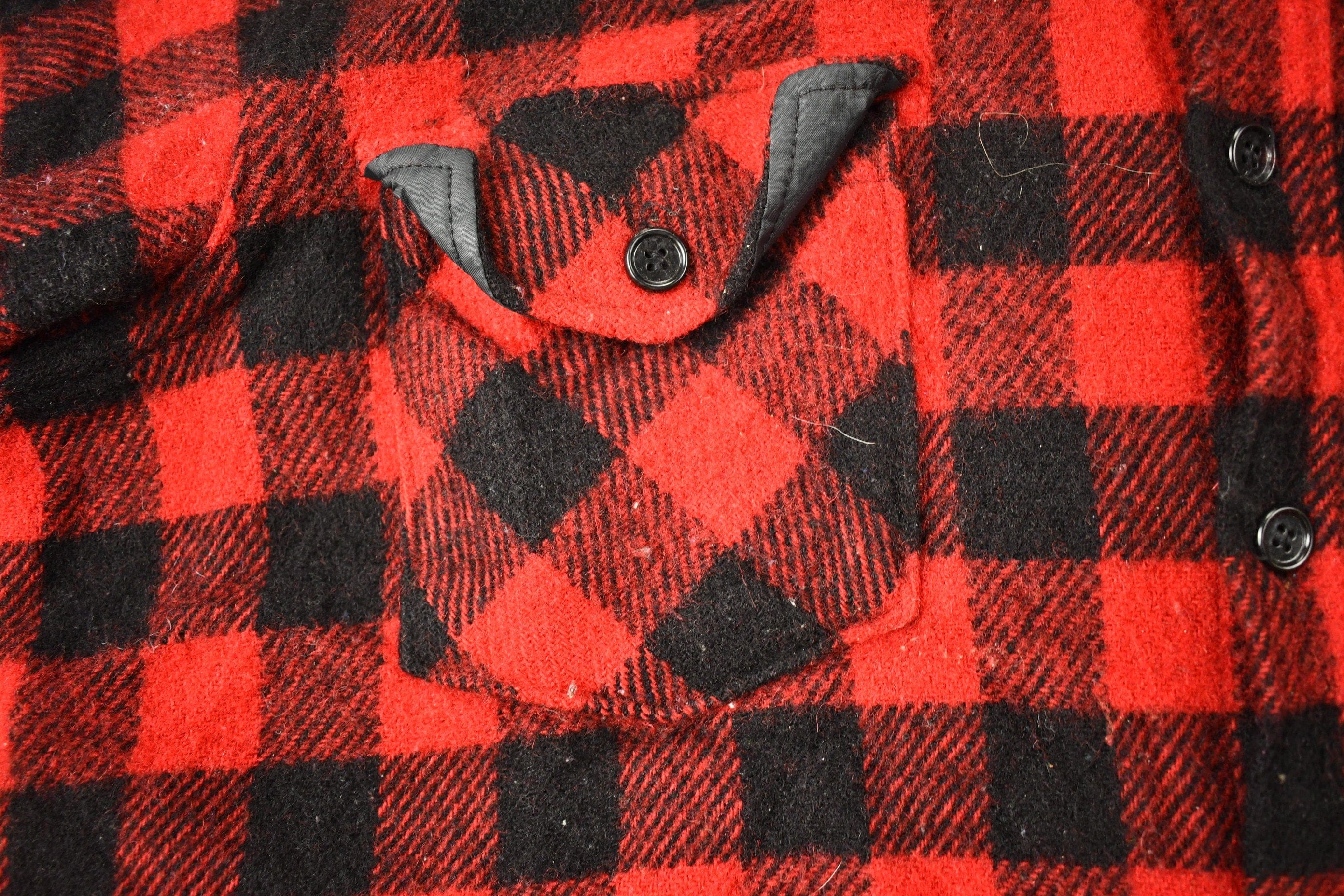 Vintage 1980s LL Bean Buffalo Plaid Wool Button Up Shirt Men's 2XL - Image 5