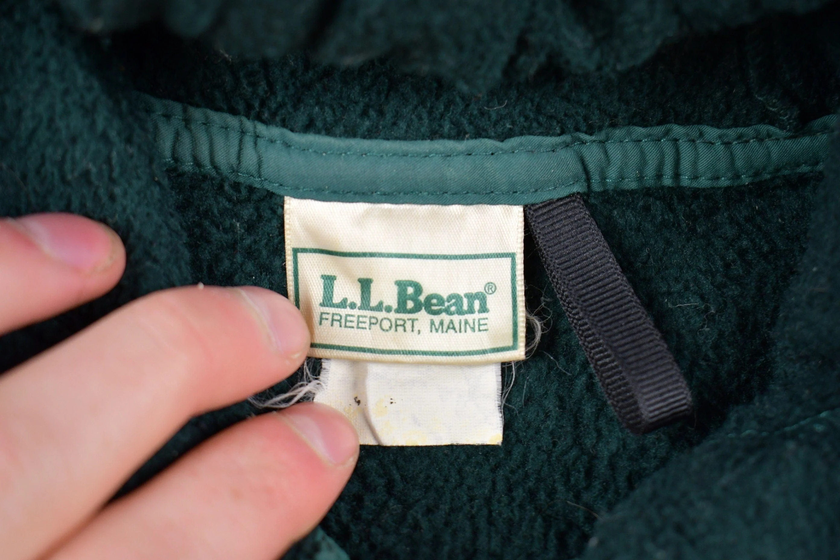 Vintage 1980s LL Bean Full Zip Hooded Fleece Sweater Men's Medium - Image 4