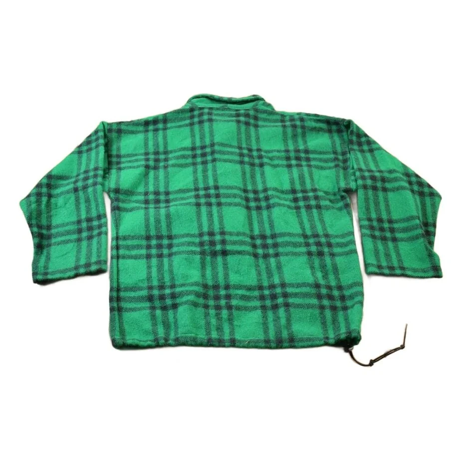 Vintage 1980s LL Bean Green Buffalo Plaid Wool Button Up Shirt Men's Medium - Image 2