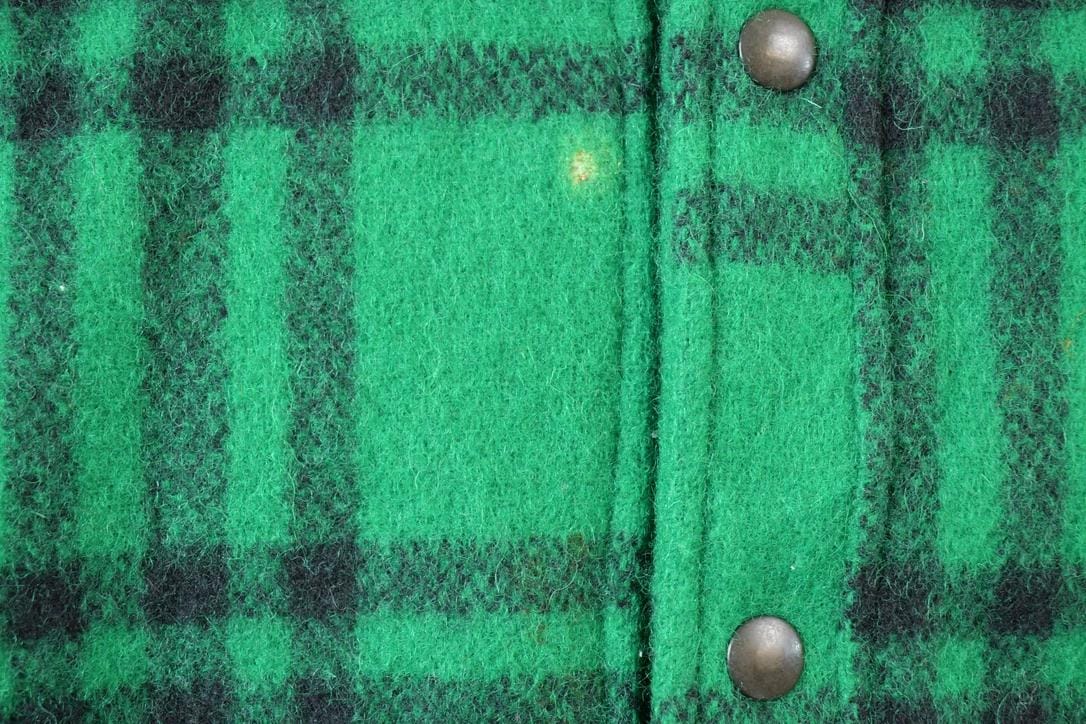 Vintage 1980s LL Bean Green Buffalo Plaid Wool Button Up Shirt Men's Medium - Image 3