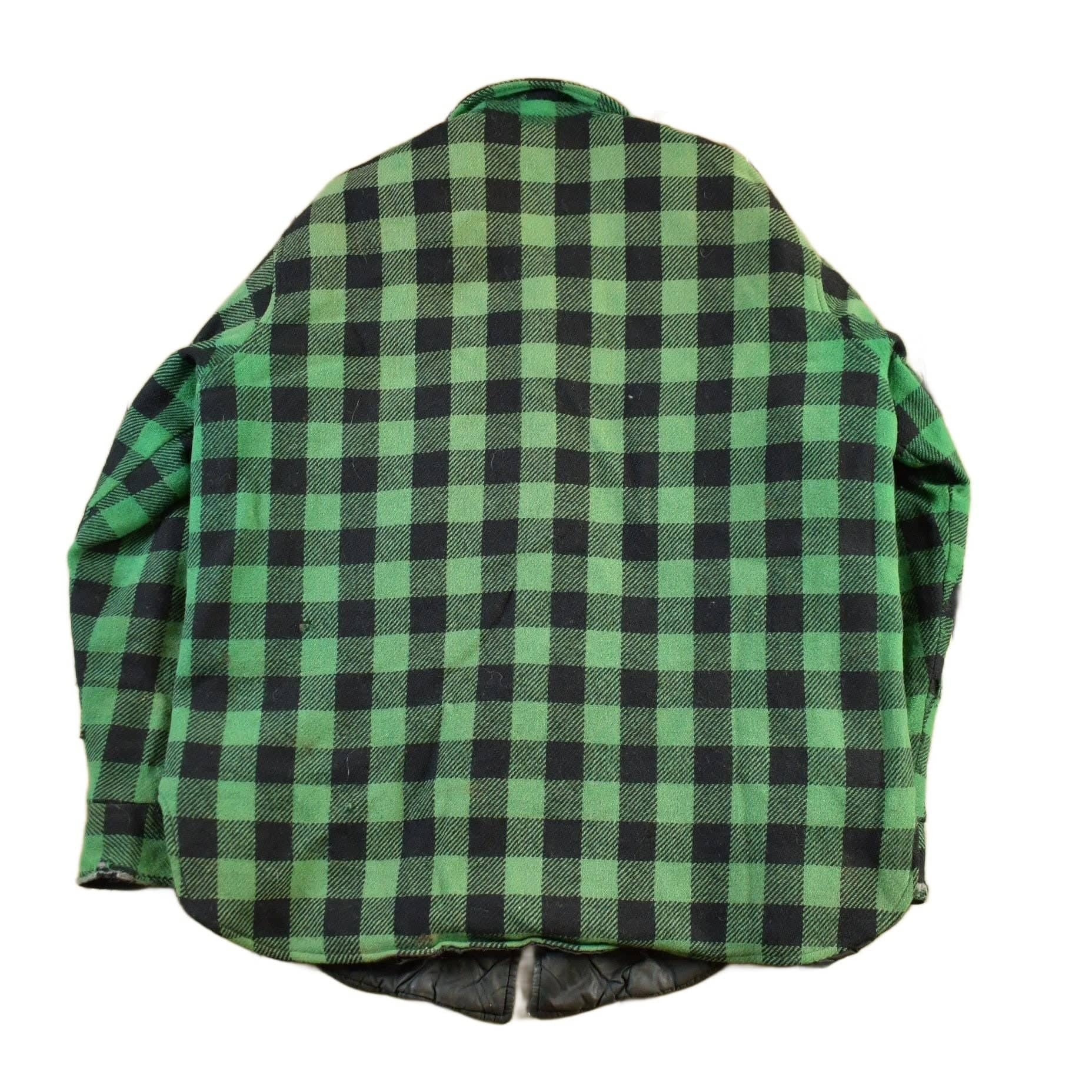 Vintage 1980s LL Bean Plaid Wool Button Up Shirt Jacket Men's Large - Image 2