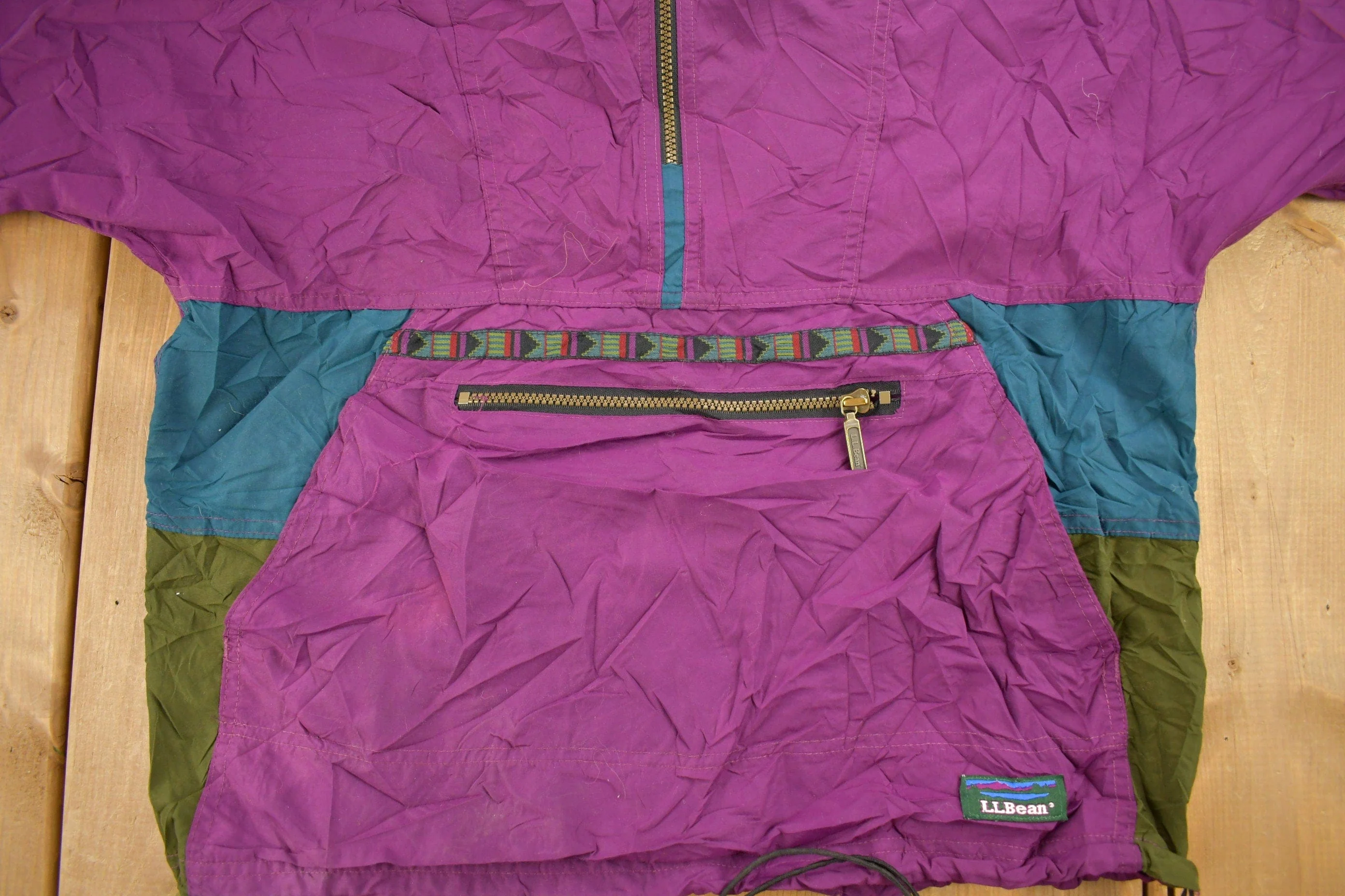 Vintage 1980s LL Bean Quarter Zip Anorak Ladies Windbreaker Jacket Men's Medium - Image 3