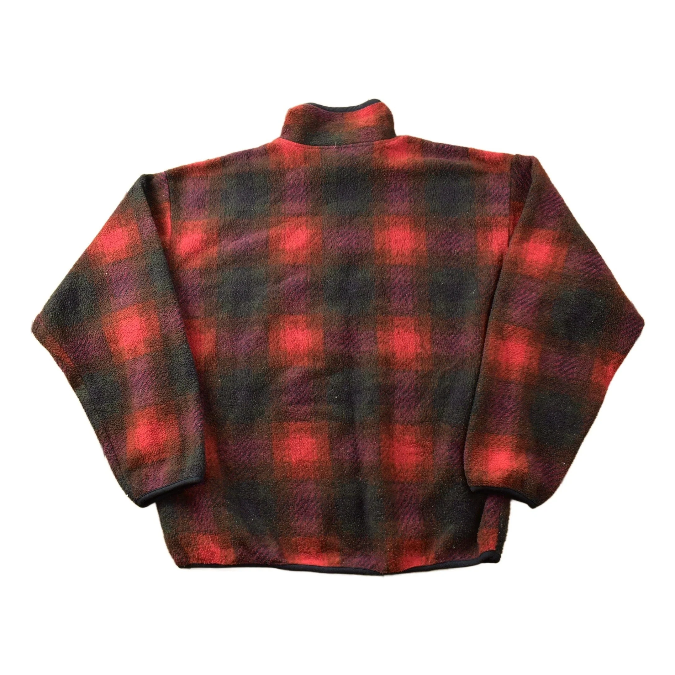 Vintage 1980s Marciano Showdow Plaid Fleece Quarter Zip Sweater Men's Large - Image 2