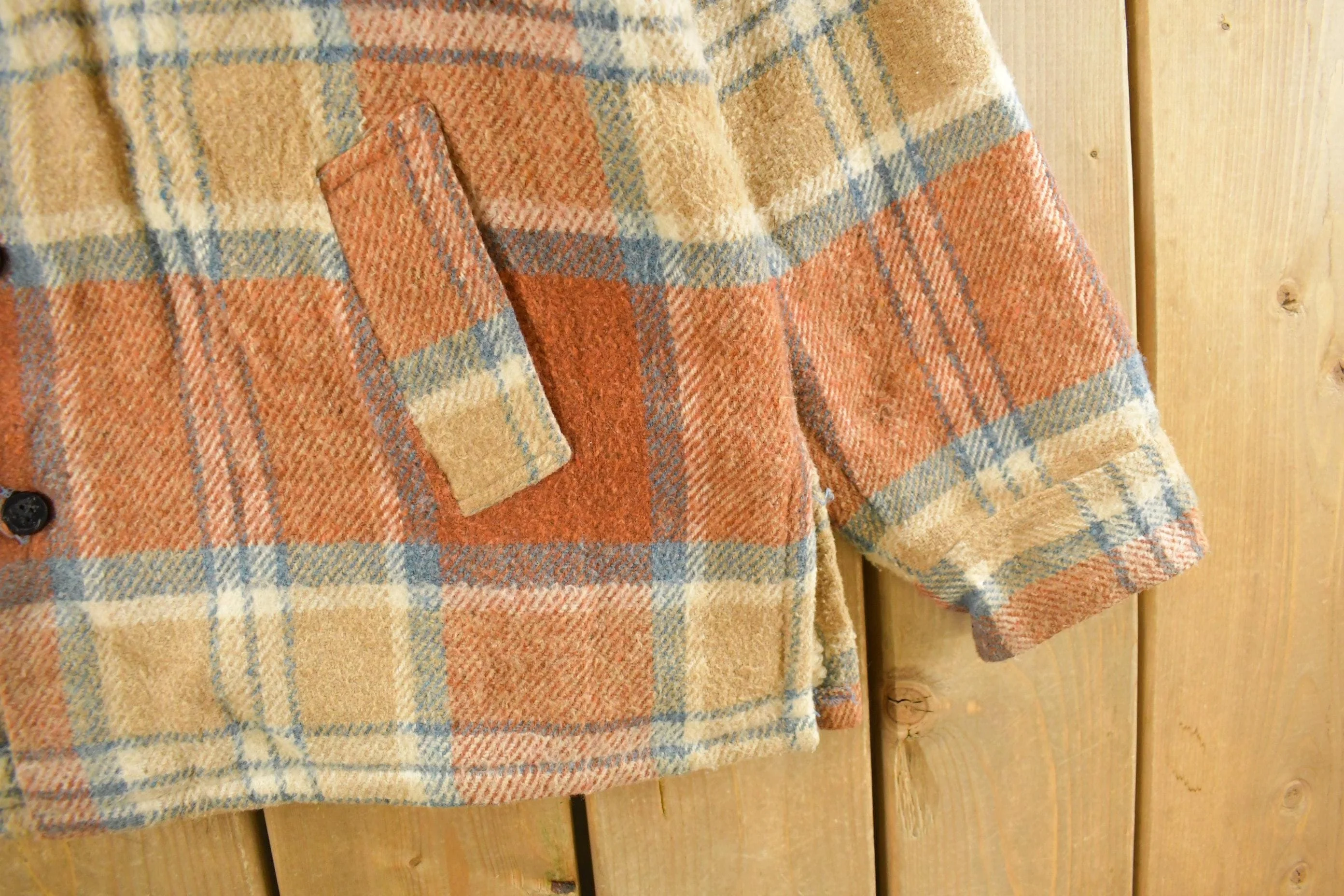 Vintage 1980s Matt Andrews Sherpa Lined Flannel Shirt Jacket Men's Large - Image 3
