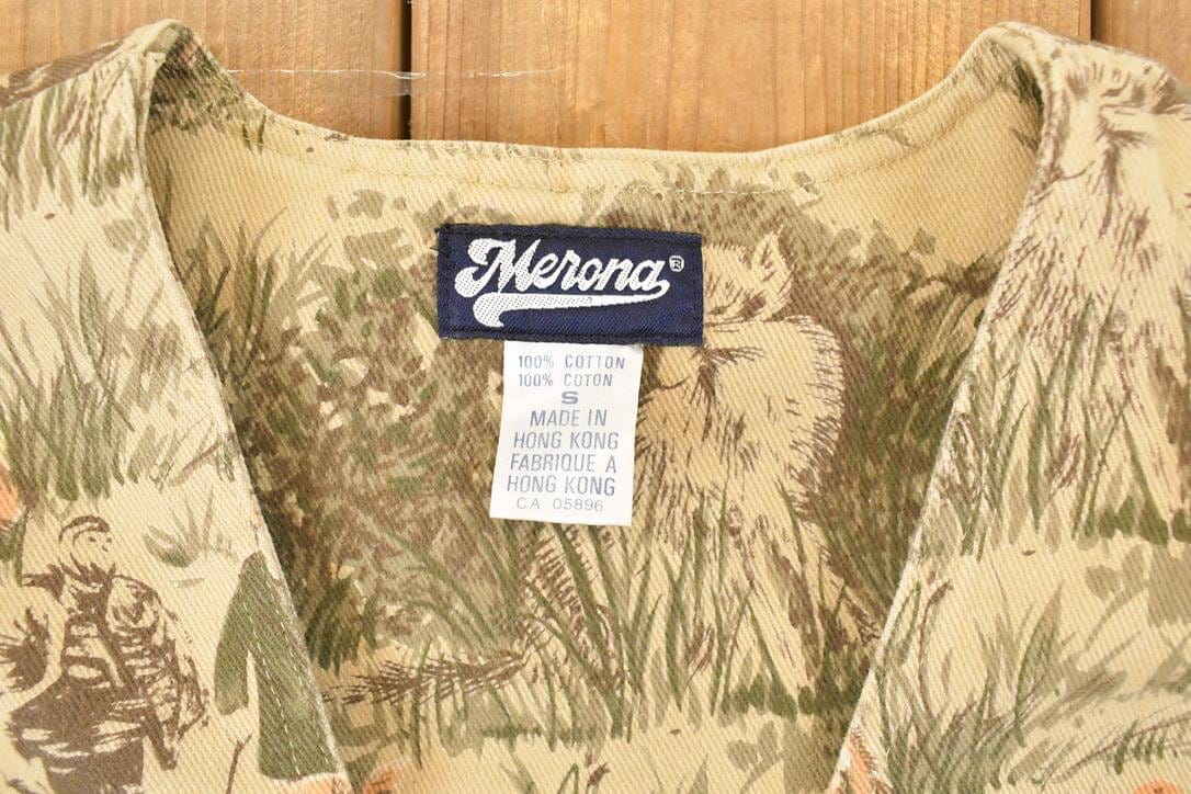 Vintage 1980s Merona AOP Hunting Camo Cardigan Vest Mens S - Image 4