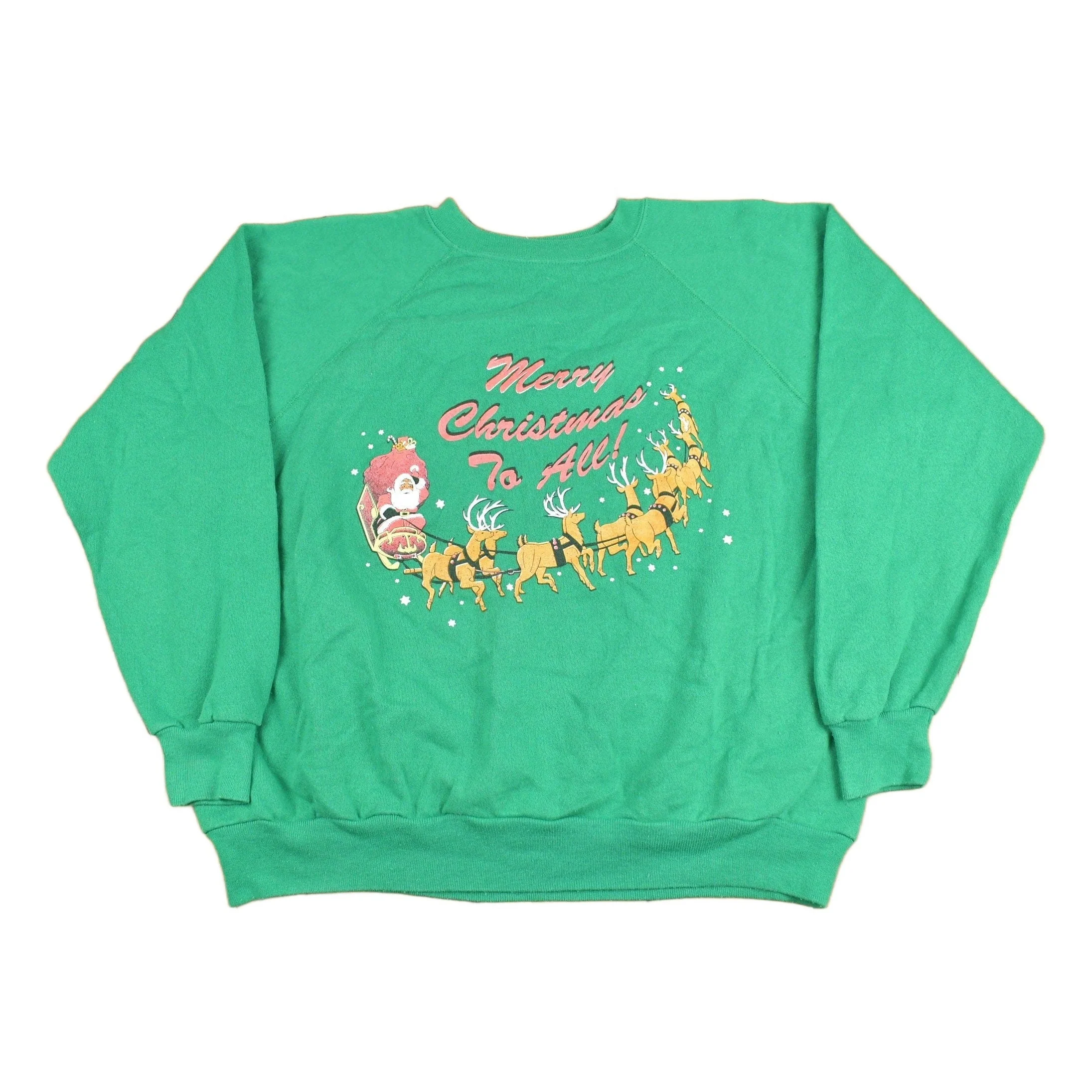 Vintage 1980's Merry Christmas To All Crewneck Sweater Men's Medium