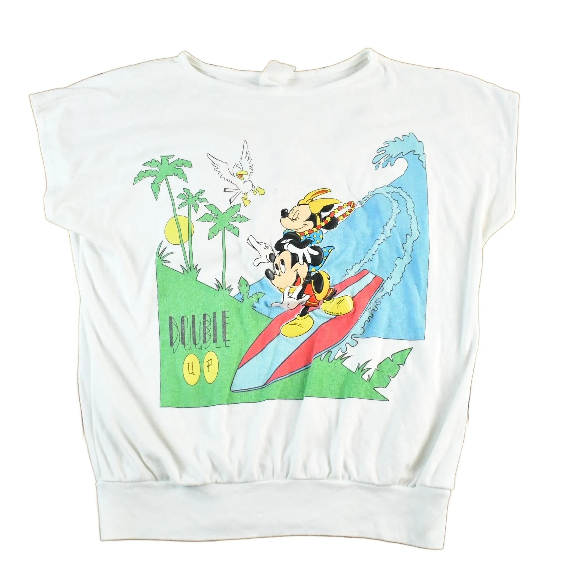 Vintage 1980s Mickey Mouse Surfing Sleeveless Vest Sweatshirt Women's Medium
