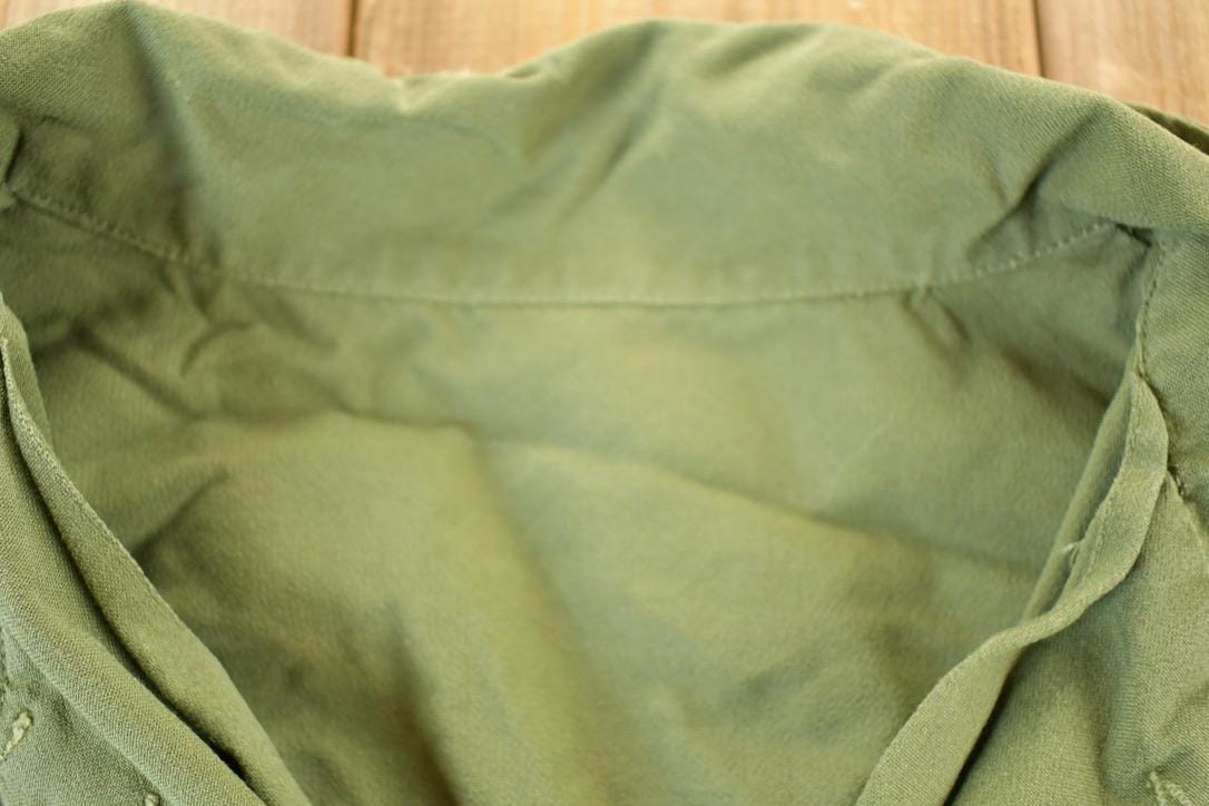 Vintage 1980's Military Button Up Shirt Mens L - Image 4