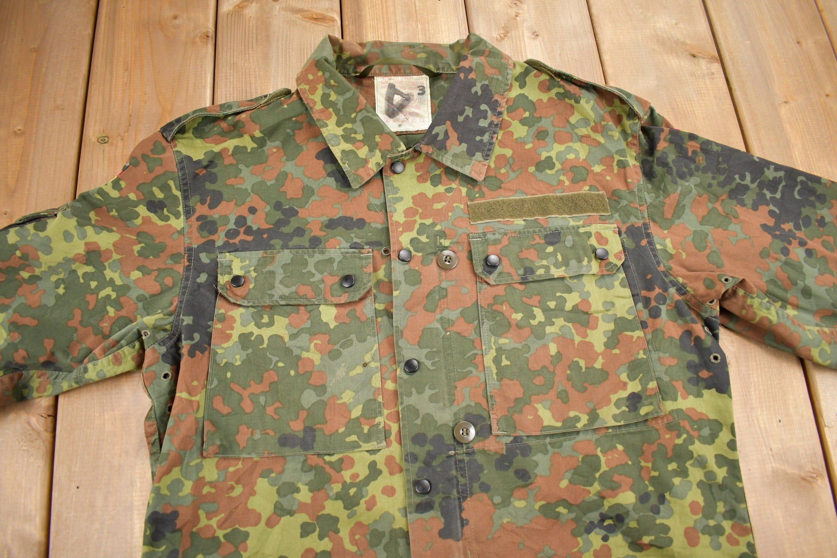 Vintage 1980s Military Camouflaged Jacket Men's Medium - Image 3