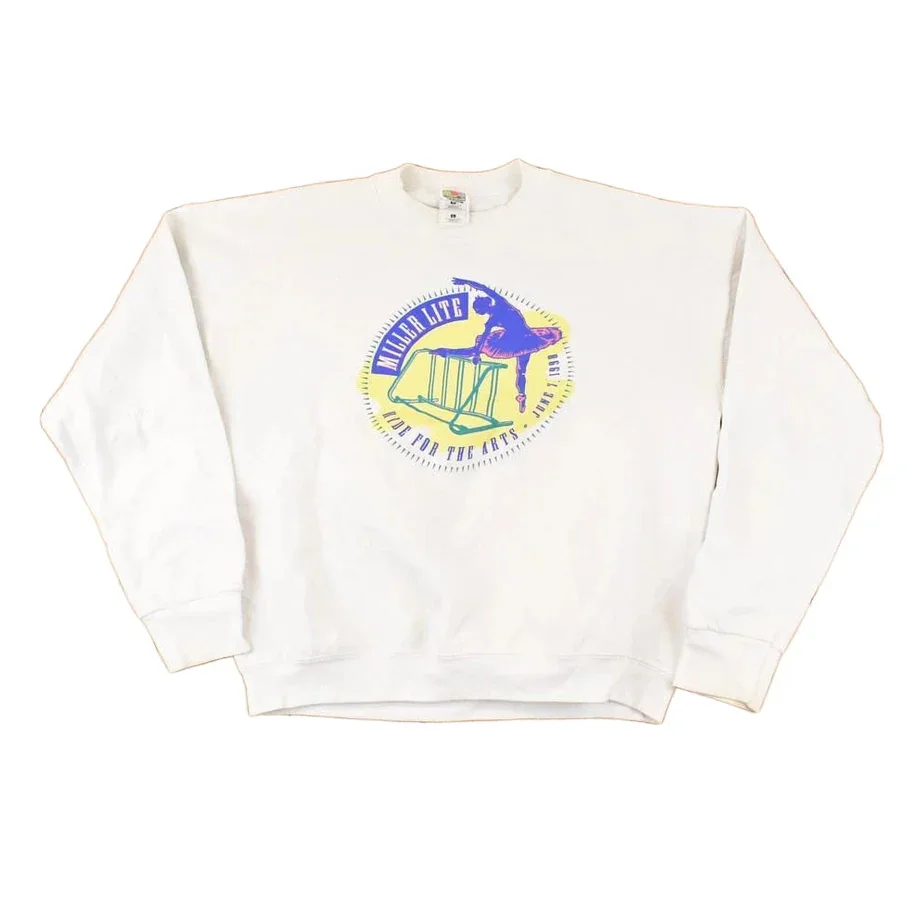 Vintage 1980s Miller Lite Surfing Graphic Print Crewneck Sweatshirt Mens L