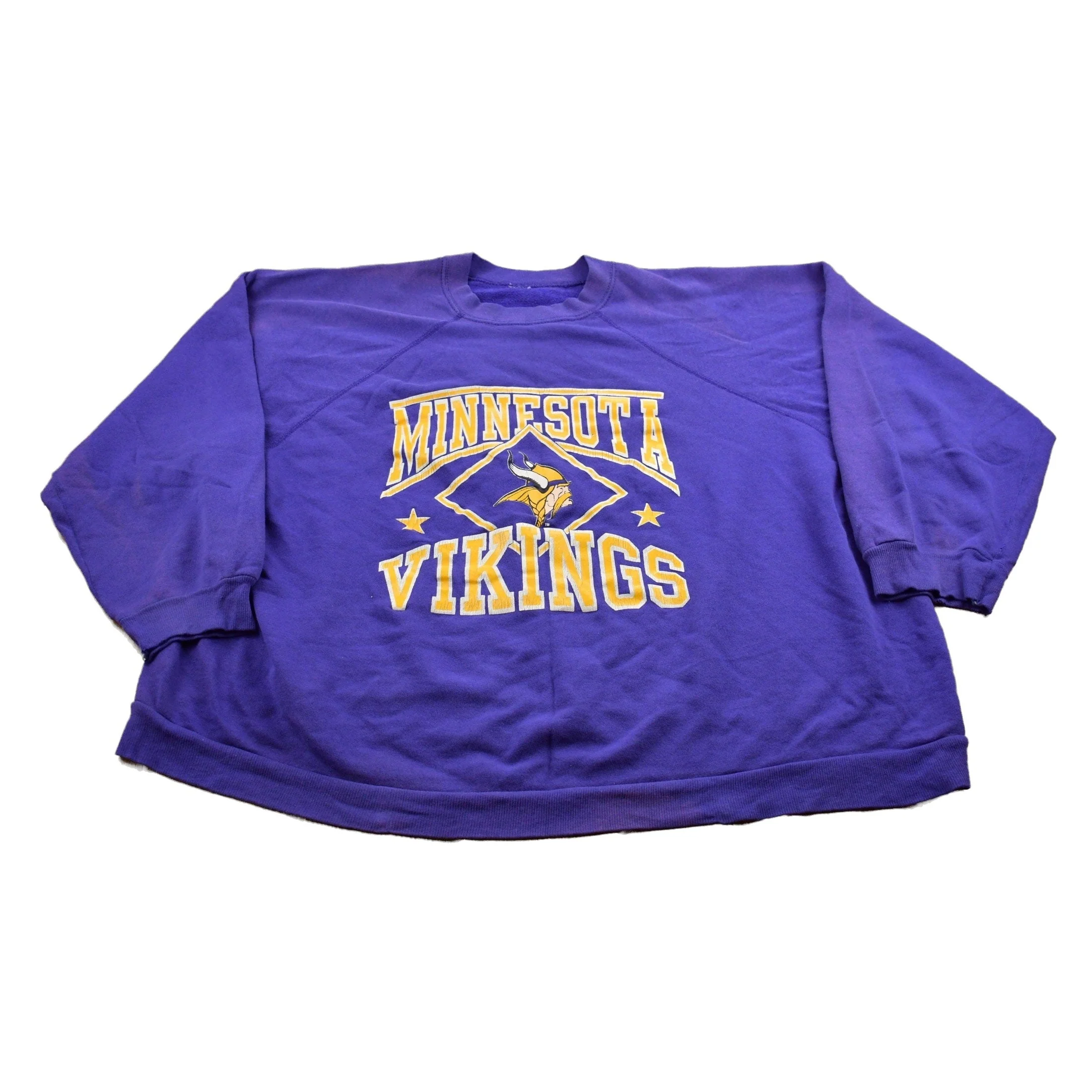 Vintage 1980s Minnesota Viking NFL Graphic Raglan Crewneck Sweatshirt Men's 2XL