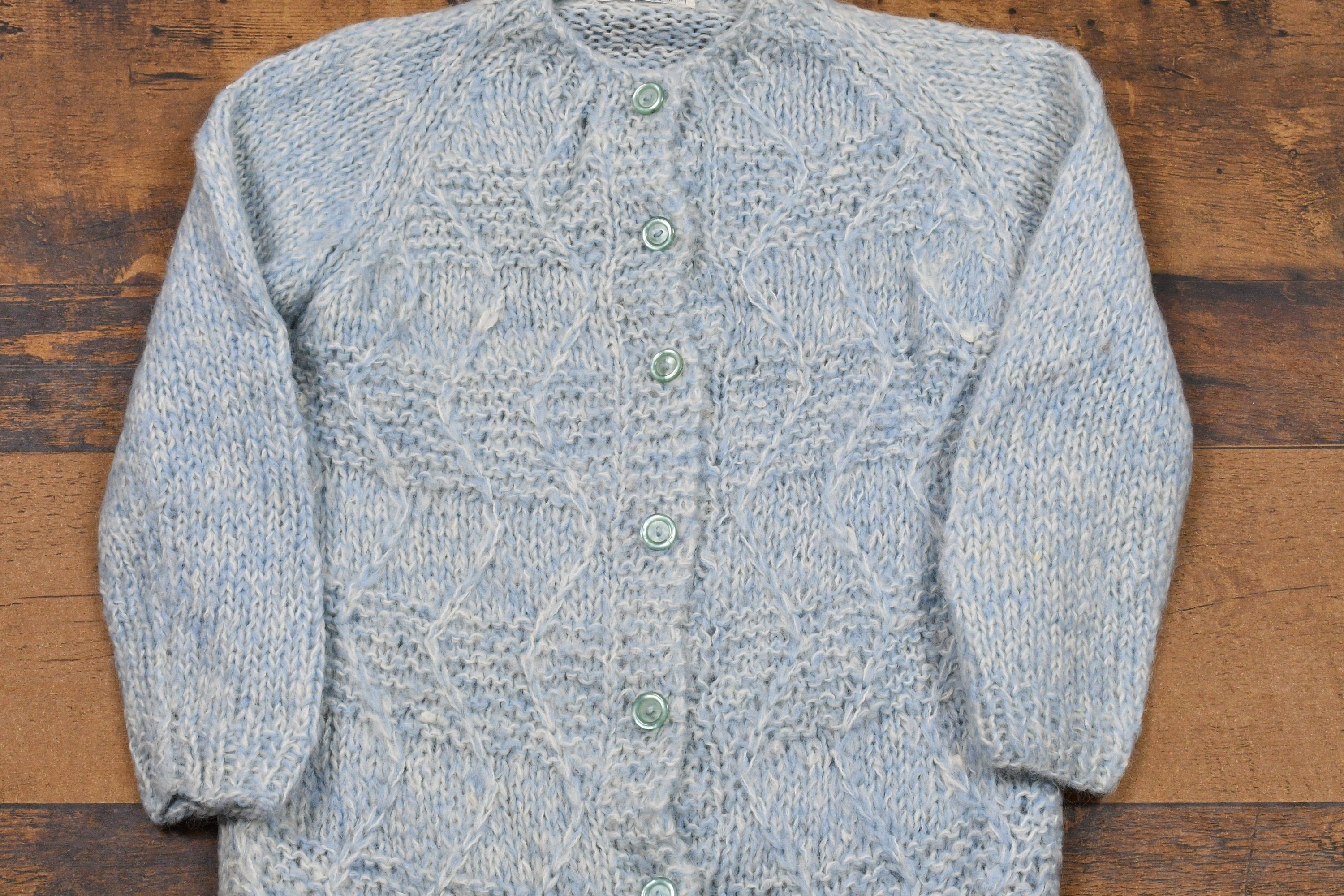 Vintage 1980s Mohair Wool Hand Knit Cardigan Sweater Women's S - Image 3