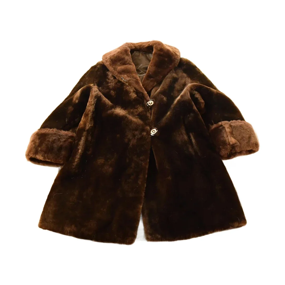 Vintage 1980s Mouton Fur Coat Adult Large Men's Large