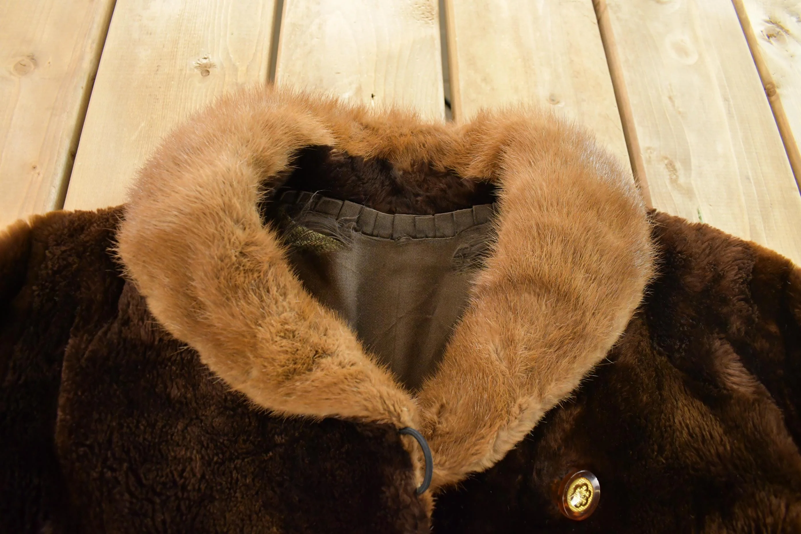 Vintage 1980s Mouton Fur Coat Adult Large Men's Large - Image 4