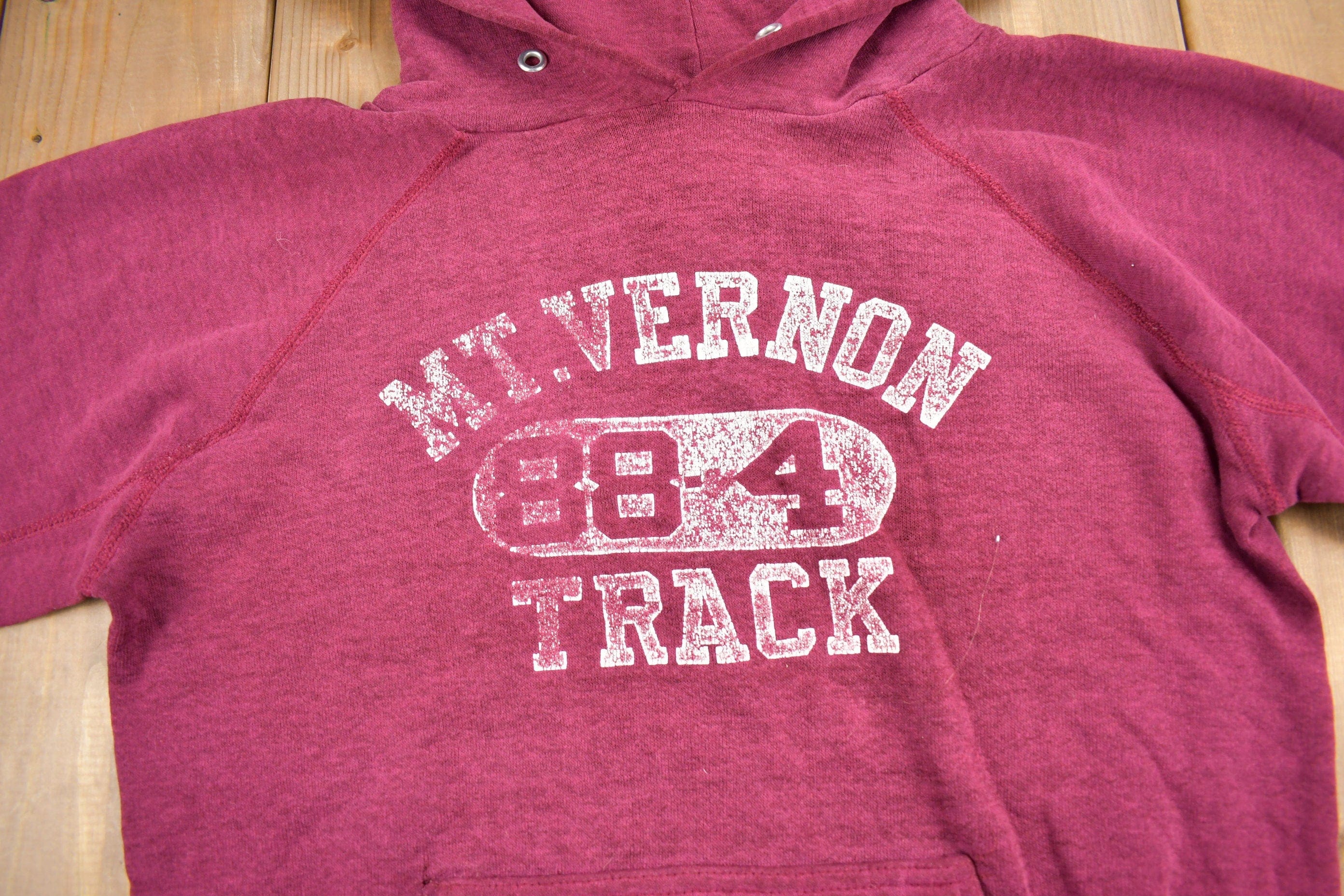 Vintage 1980s Mt Vernon Track Graphic Hoodie Men's Small - Image 3