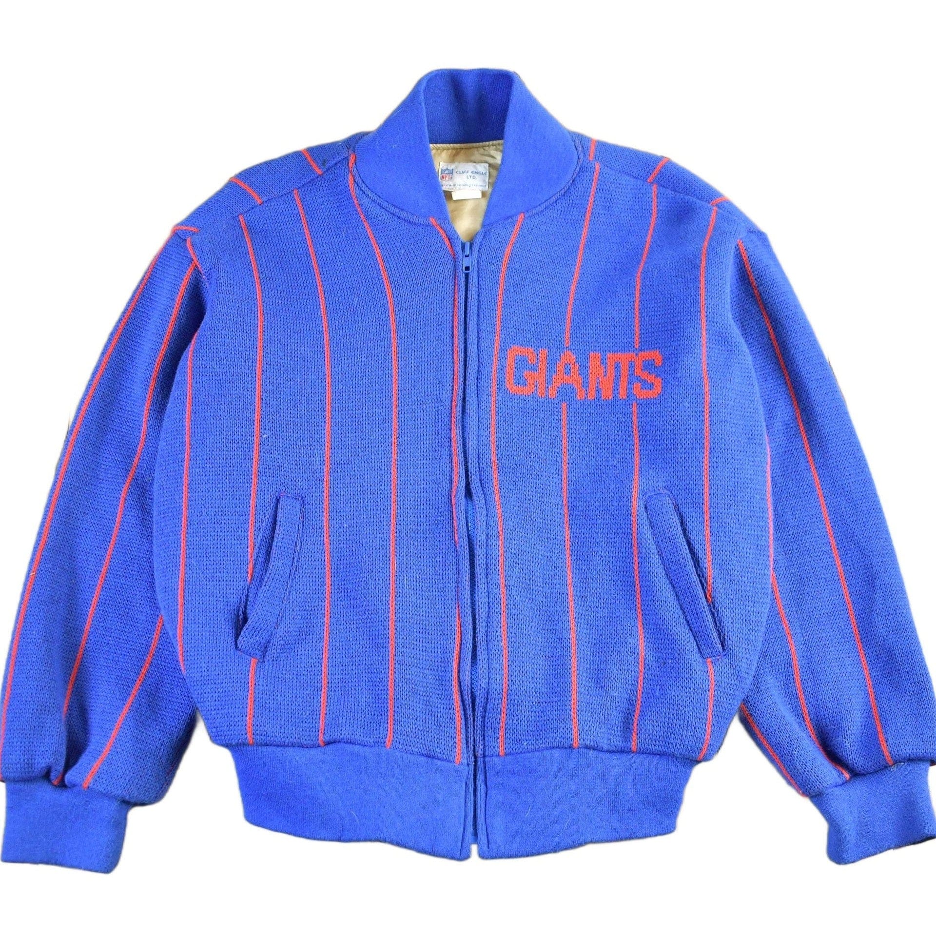 Vintage 1980s New York Giants NFL Cliff Engle Knit Full Zip Sweater Jacket Men's Medium