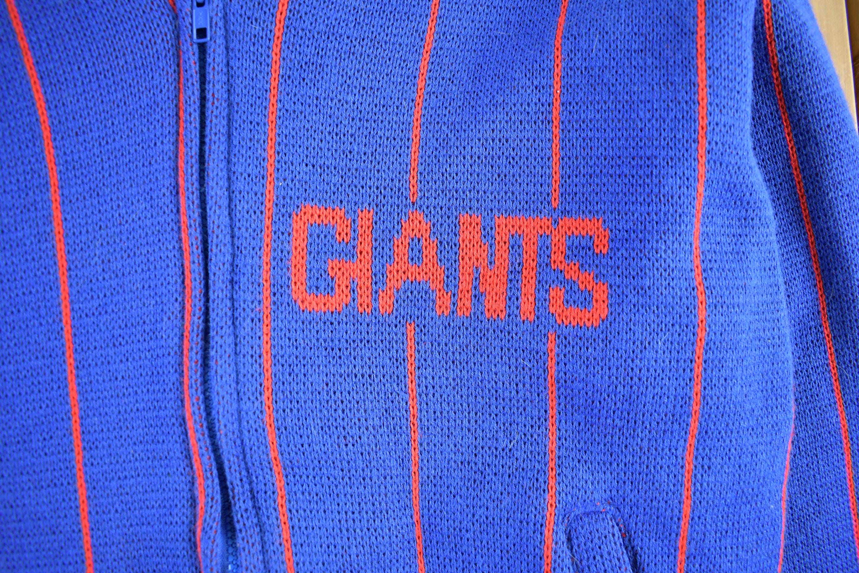 Vintage 1980s New York Giants NFL Cliff Engle Knit Full Zip Sweater Jacket Men's Medium - Image 3