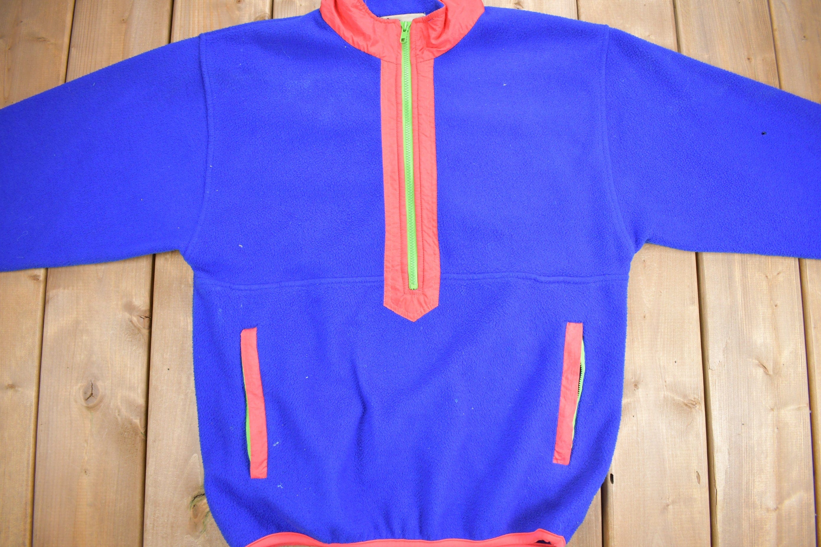 Vintage 1980s North Country Half Zip Fleece Sweater Men's S - Image 3