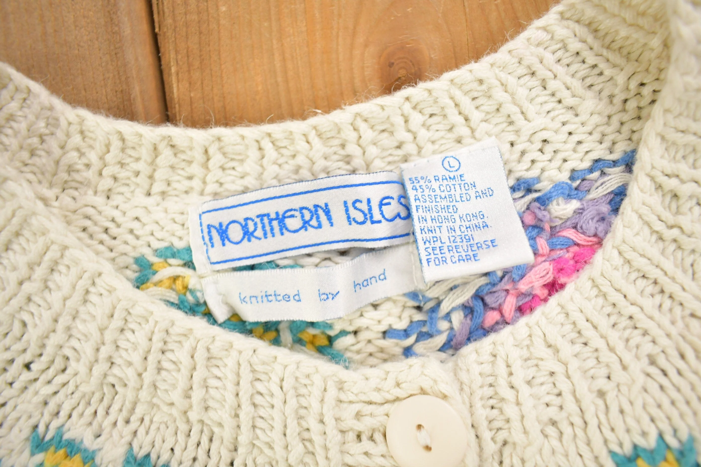 Vintage 1980s Northern Isles Hand Knit Cardigan Sweater Women's M - Image 4