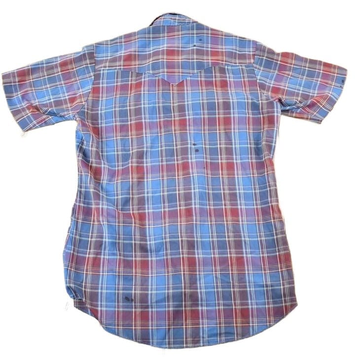 Vintage 1980s Open Range Plaid Western Cowboy Button Up Shirt Men's Large - Image 2