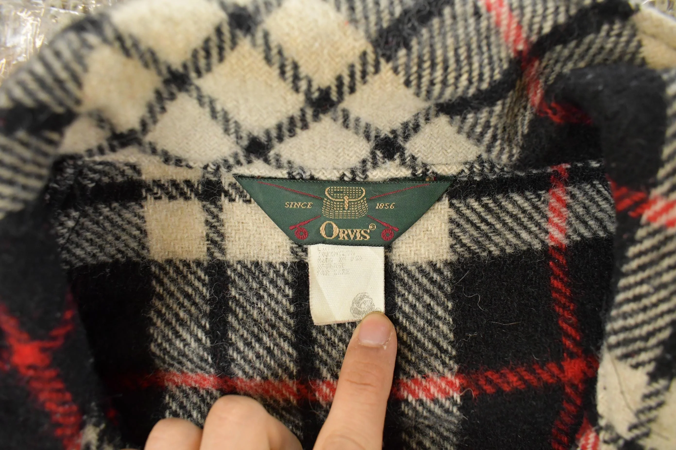 Vintage 1980s Orvis Wool Tartan Plaid Quarter Zip Pullover Jacket Men's Large - Image 4