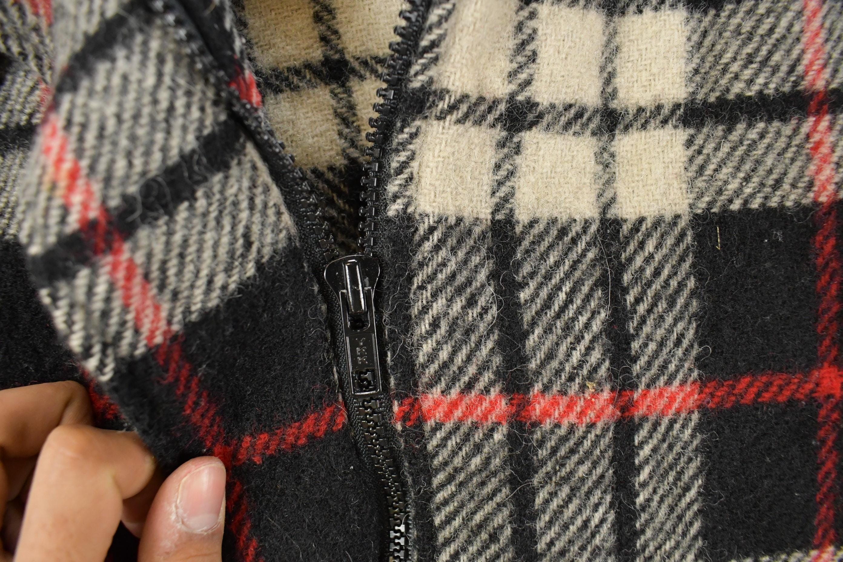 Vintage 1980s Orvis Wool Tartan Plaid Quarter Zip Pullover Jacket Men's Large - Image 5
