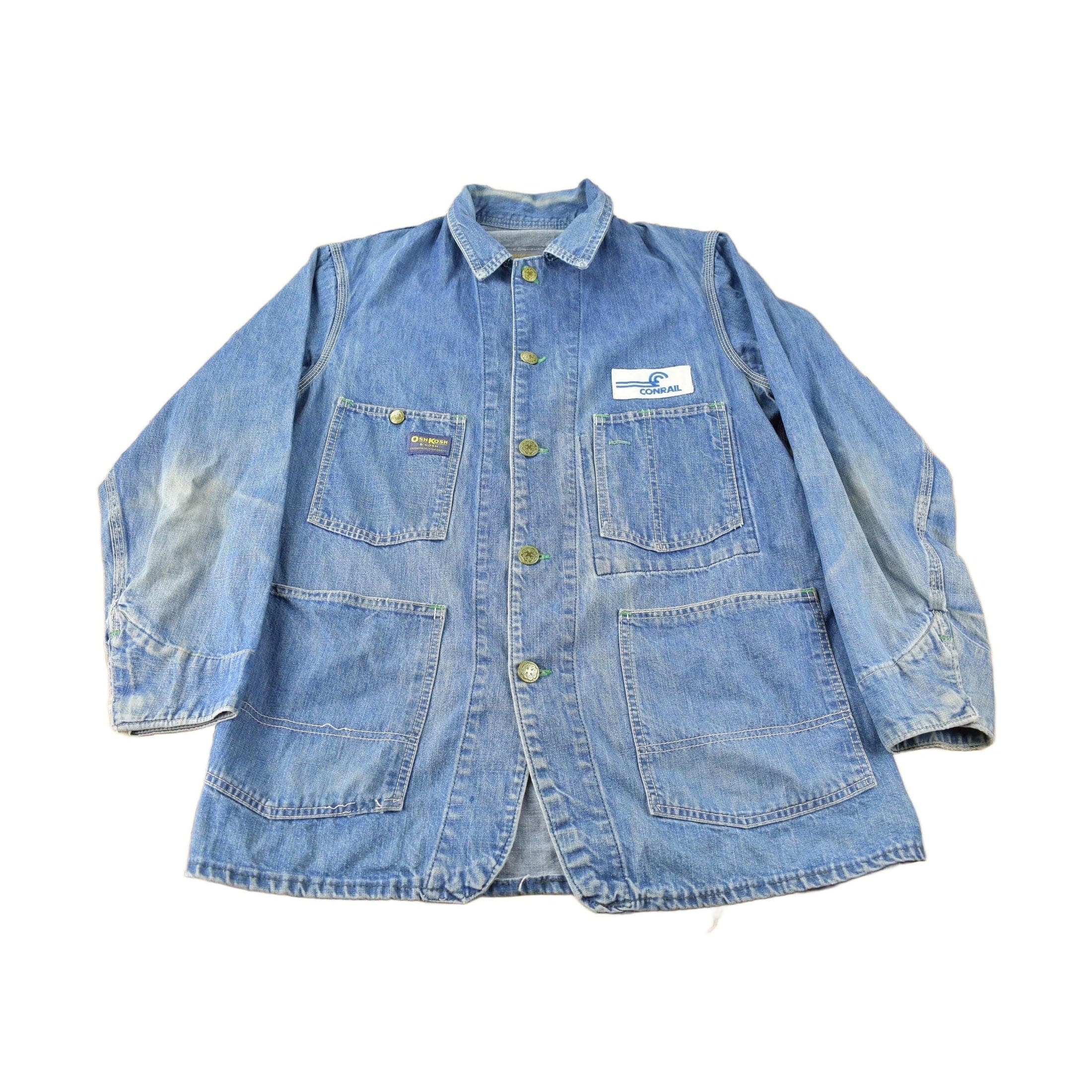 Vintage 1980s Osh Kosh B'Gosh Con Rail Patch Chore Coat Men's Medium