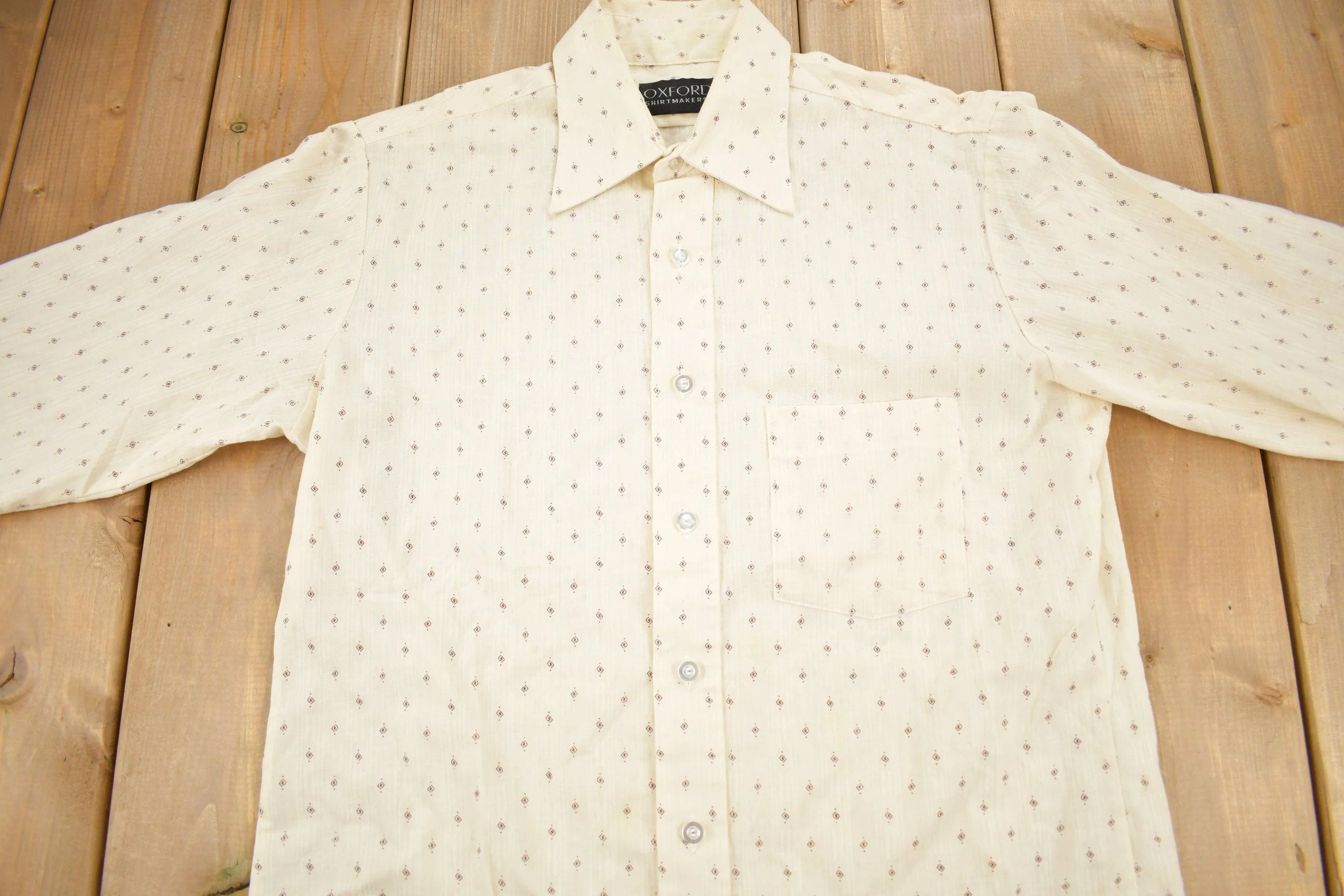 Vintage 1980s Oxford Shirt Makers Button Up Dress Shirt Men's L - Image 3