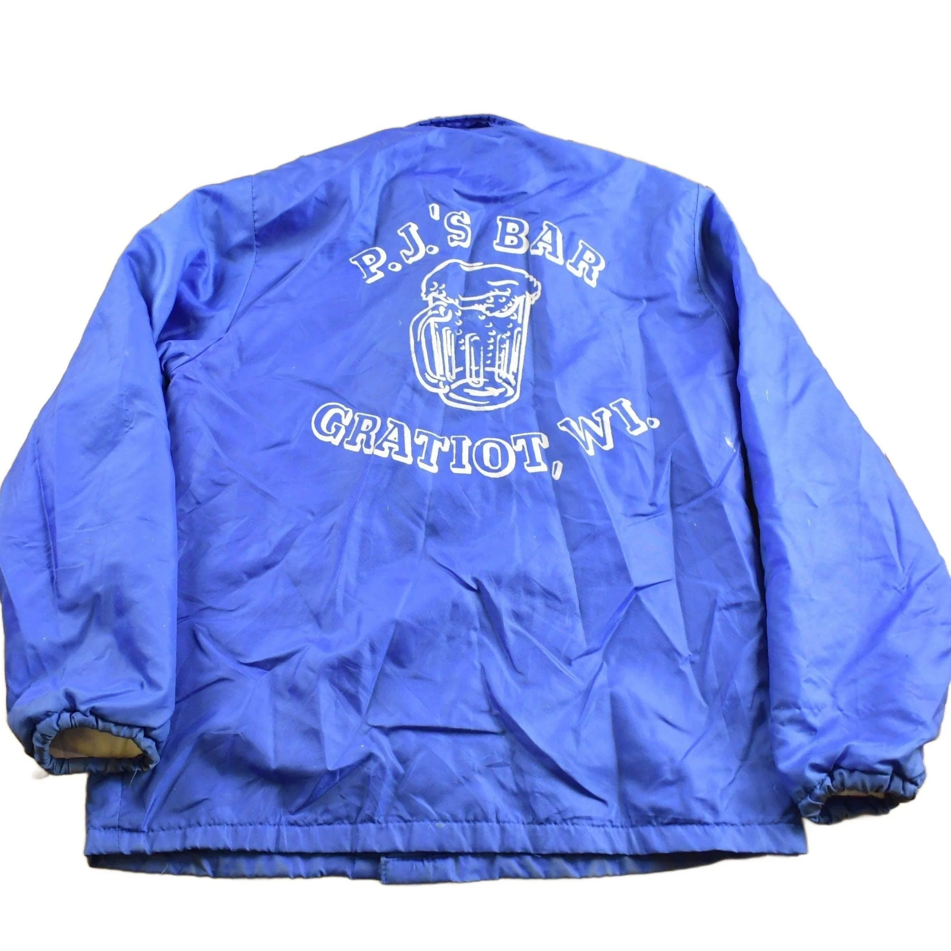 Vintage 1980s P.J.'s Bar Gratiot WI Fleece Lined Windbreaker Jacket Men's Medium