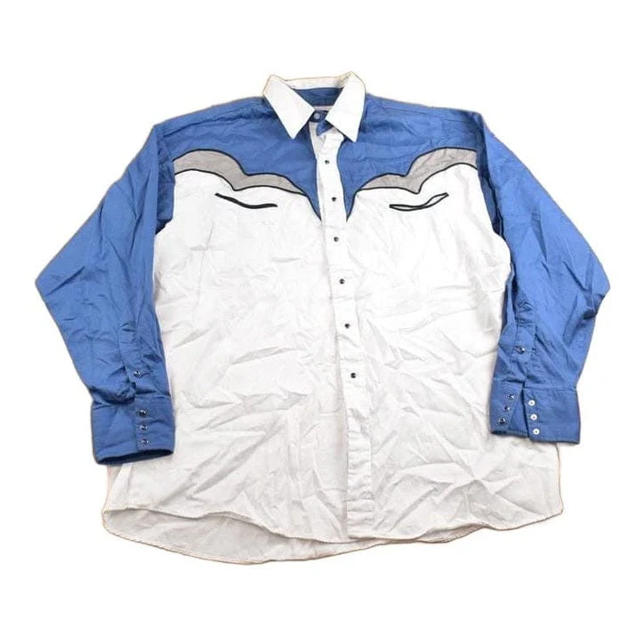 Vintage 1980s Panhandle Slim Western Embroidered Blank Pearl Button Up Shirt Men's 2XL