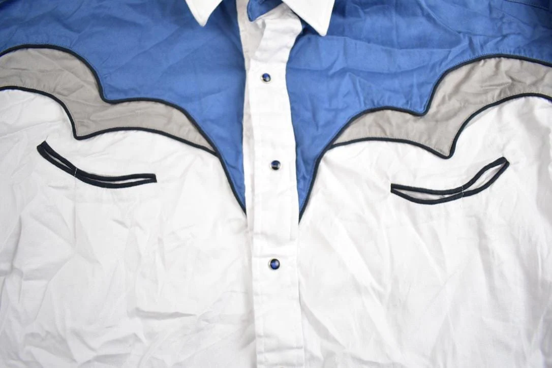 Vintage 1980s Panhandle Slim Western Embroidered Blank Pearl Button Up Shirt Men's 2XL - Image 3