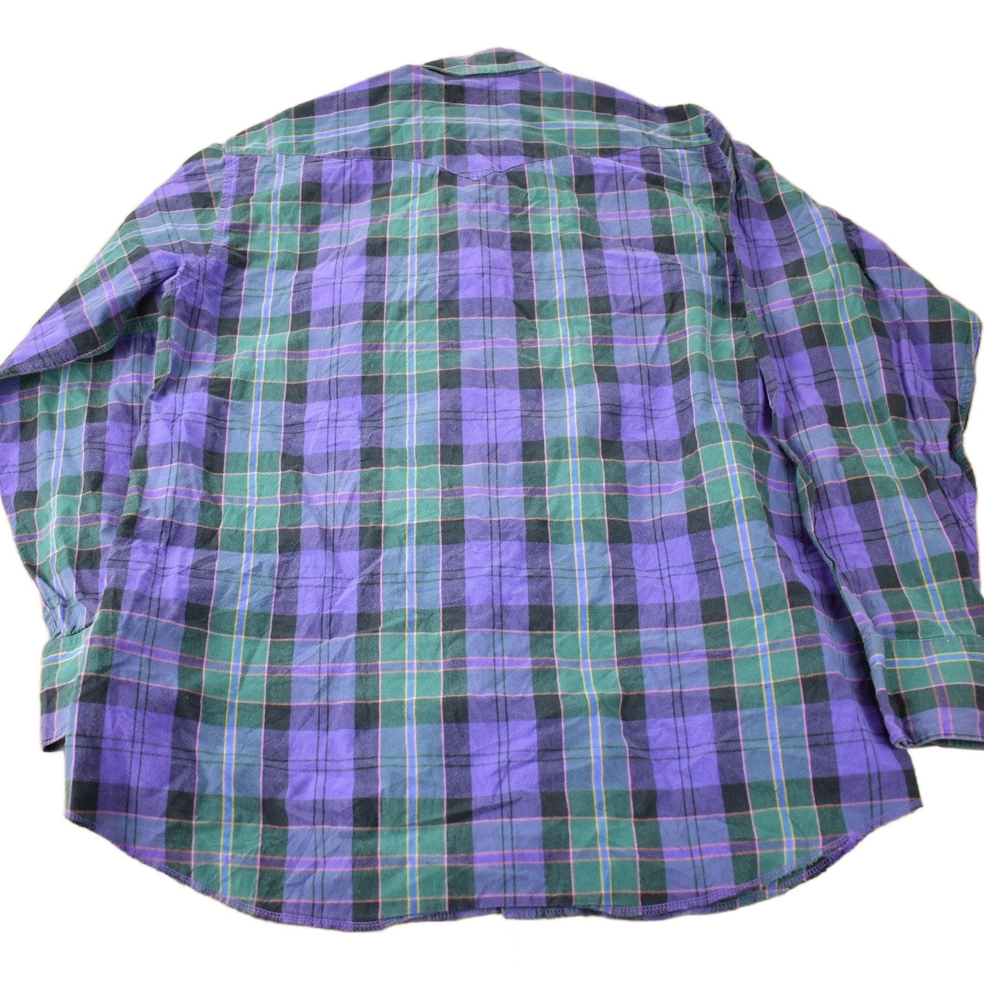 Vintage 1980s Panhandle Slim Western Style Plaid Button Up Shirt Men's XL - Image 2