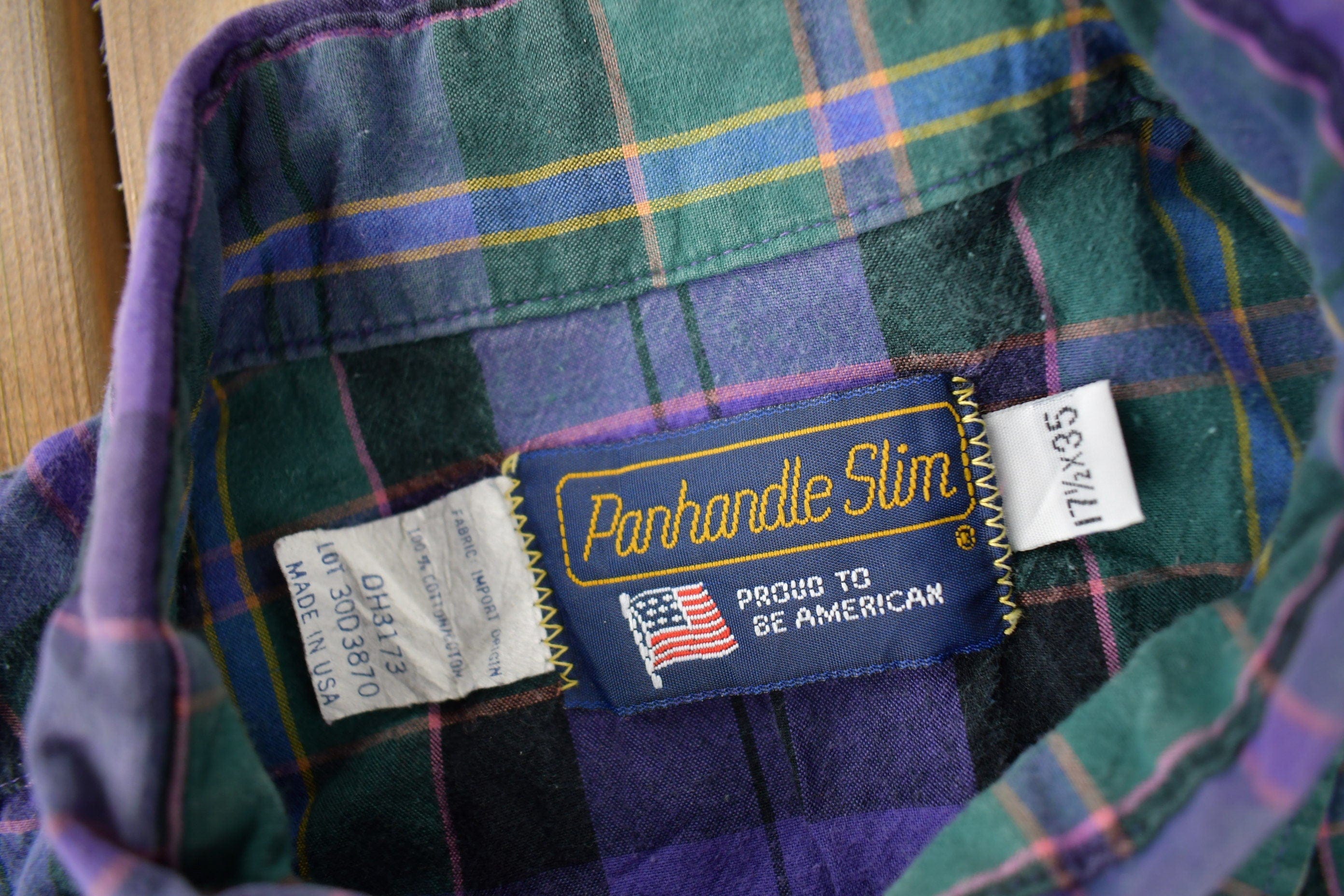Vintage 1980s Panhandle Slim Western Style Plaid Button Up Shirt Men's XL - Image 4