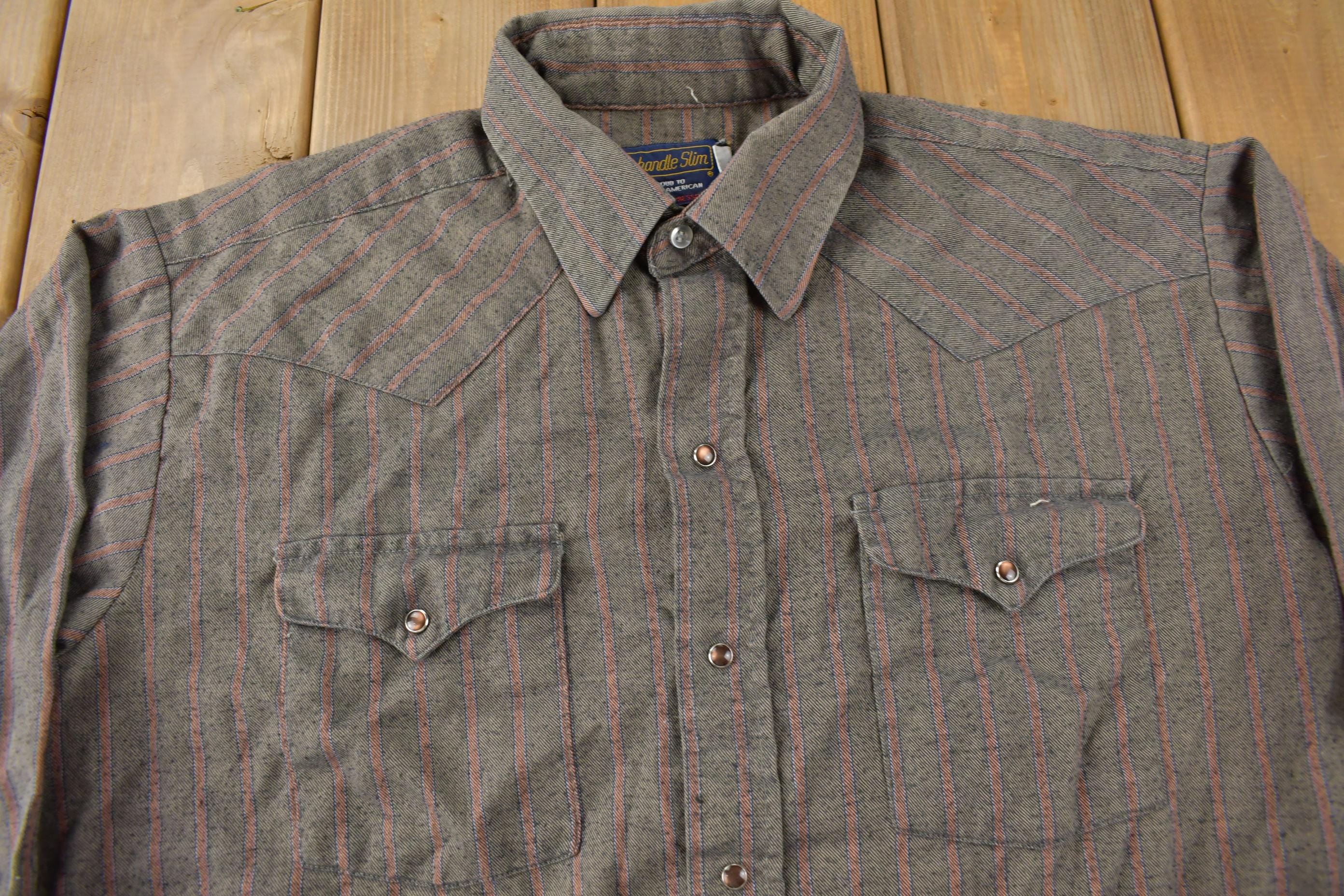 Vintage 1980s Panhandle Slim Western Style Striped Button Up Shirt Men's Large - Image 3