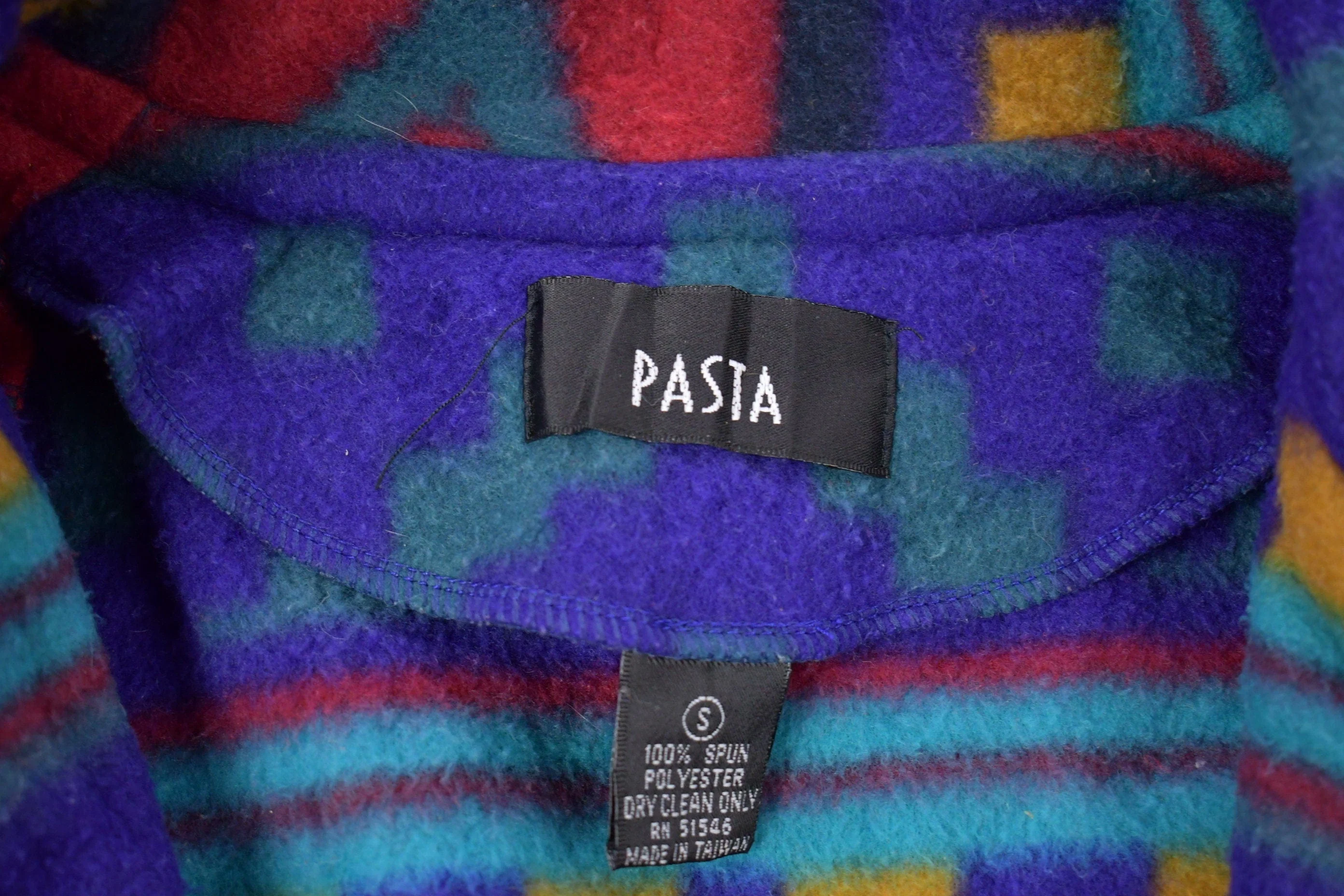 Vintage 1980s Pasta Aztec Fleece Sweater Men's Medium - Image 3