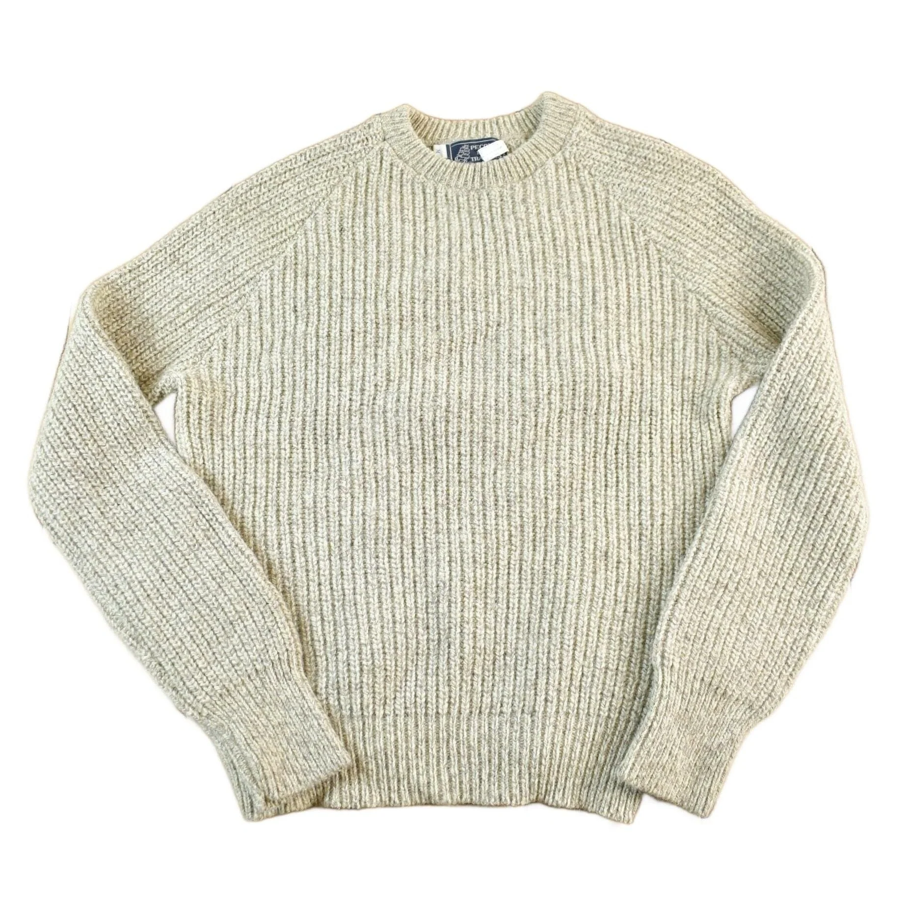 Vintage 1980s Peconic Bay Traders Fisherman Ribbed Wool Knit Sweater Men's Small