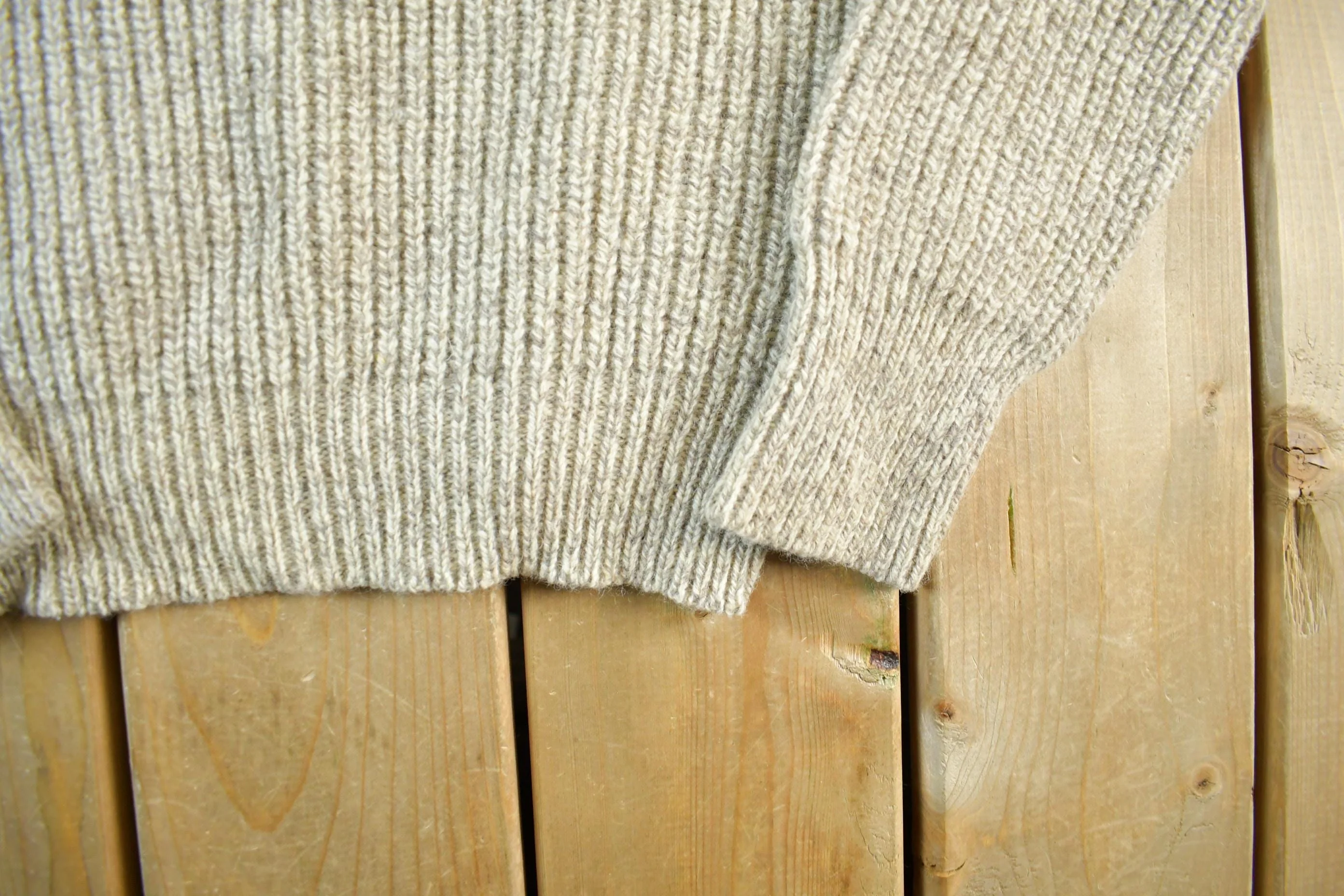 Vintage 1980s Peconic Bay Traders Fisherman Ribbed Wool Knit Sweater Men's Small - Image 3