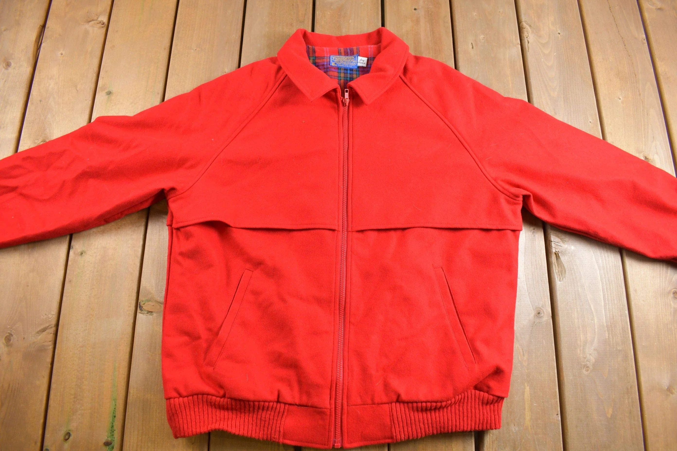 Vintage 1980s Pendleton Blanket Lined Wool Jacket Men's Large - Image 3