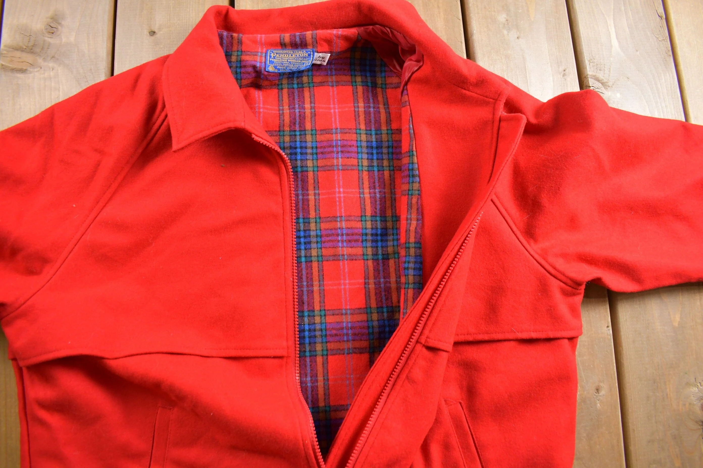 Vintage 1980s Pendleton Blanket Lined Wool Jacket Men's Large - Image 4