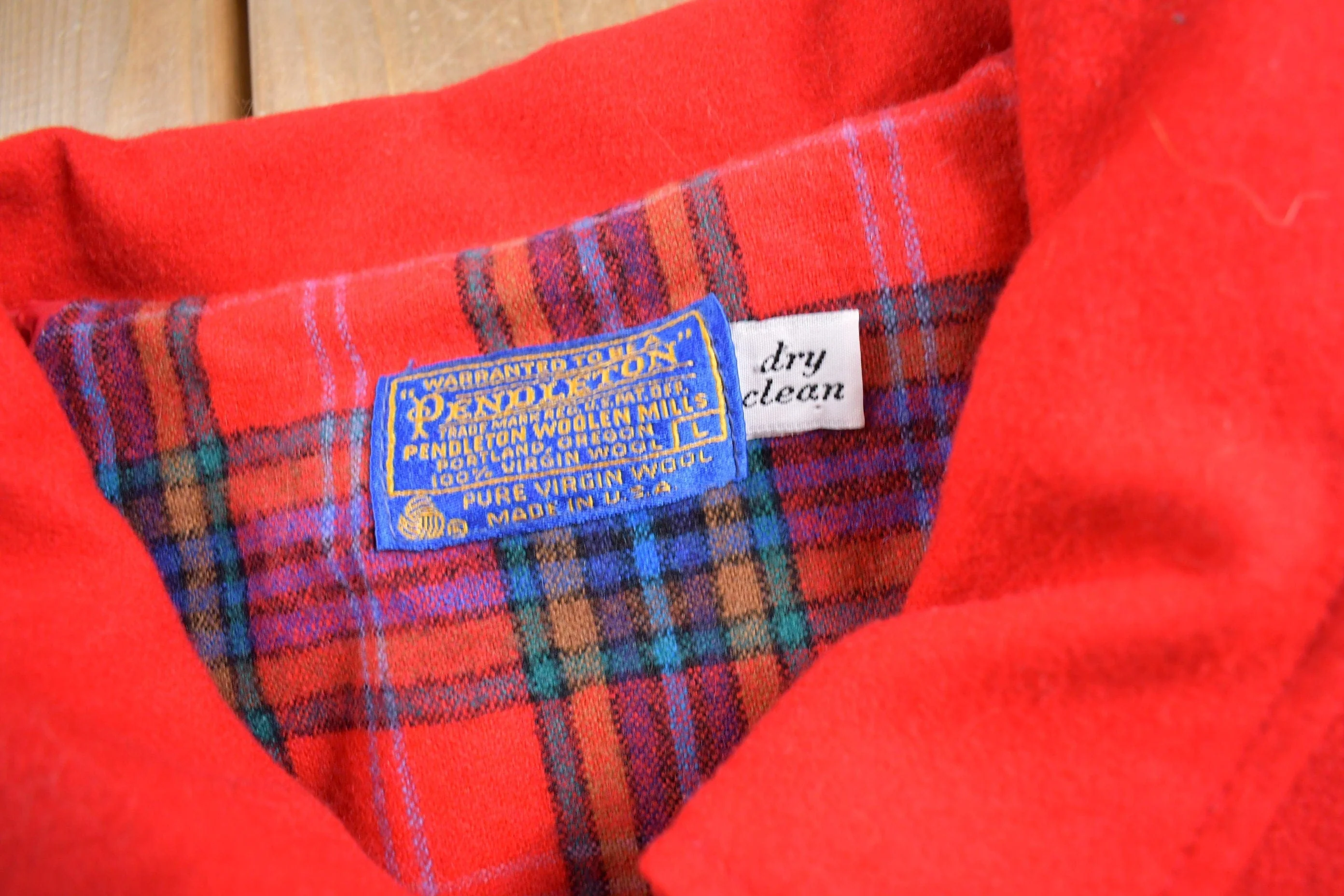 Vintage 1980s Pendleton Blanket Lined Wool Jacket Men's Large - Image 6