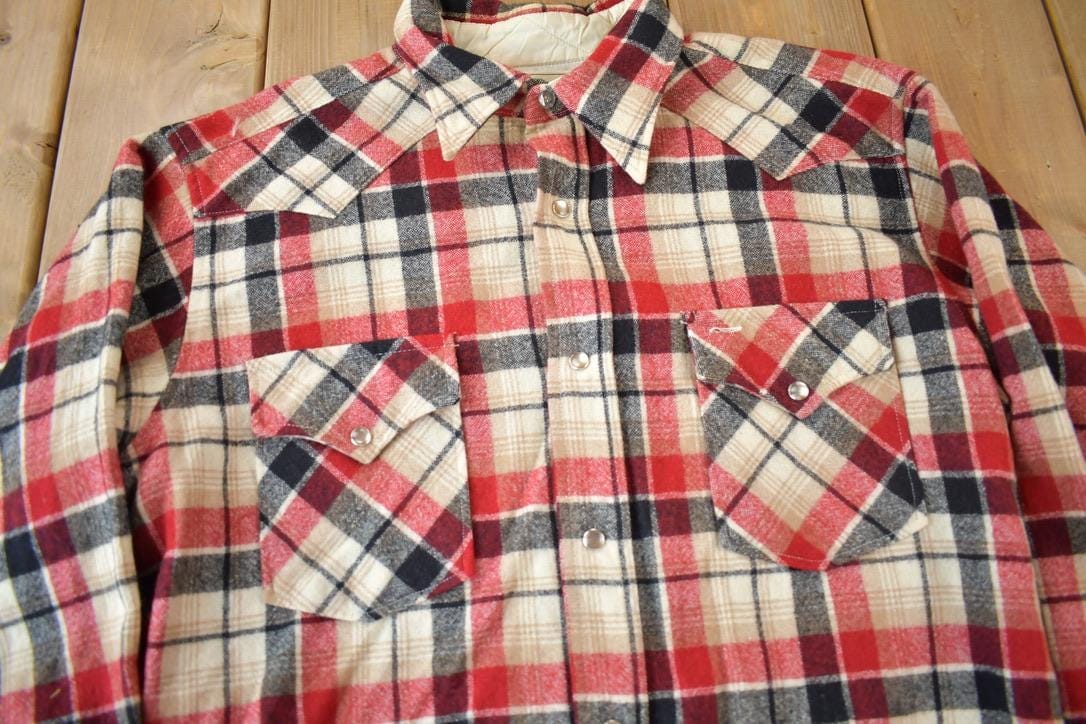 Vintage 1980s Pendleton High Grade Western Wear Plaid Button Up Shirt Men's Large - Image 3
