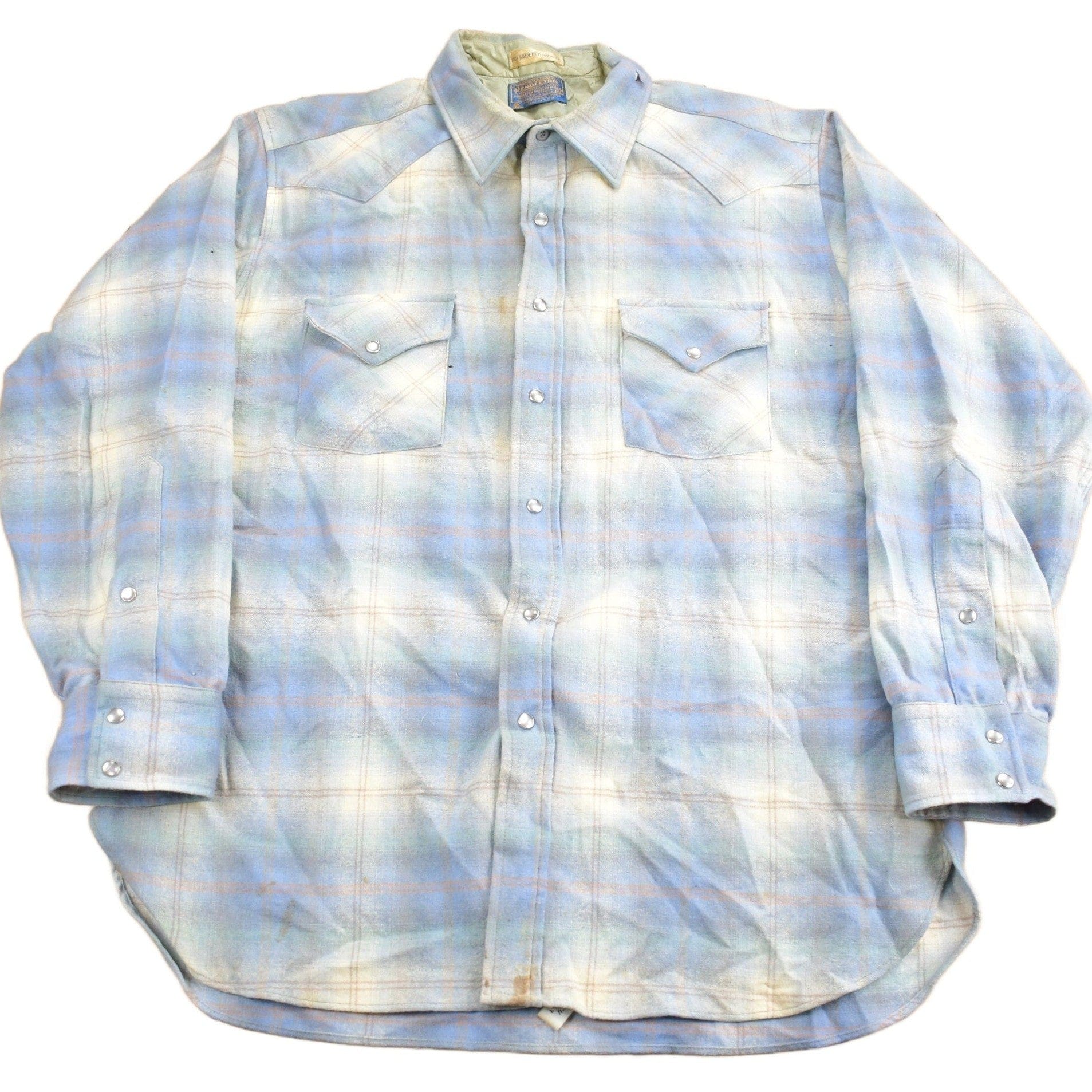 Vintage 1980s Pendleton High Grade Western Wear Plaid Button Up Shirt Men's XL