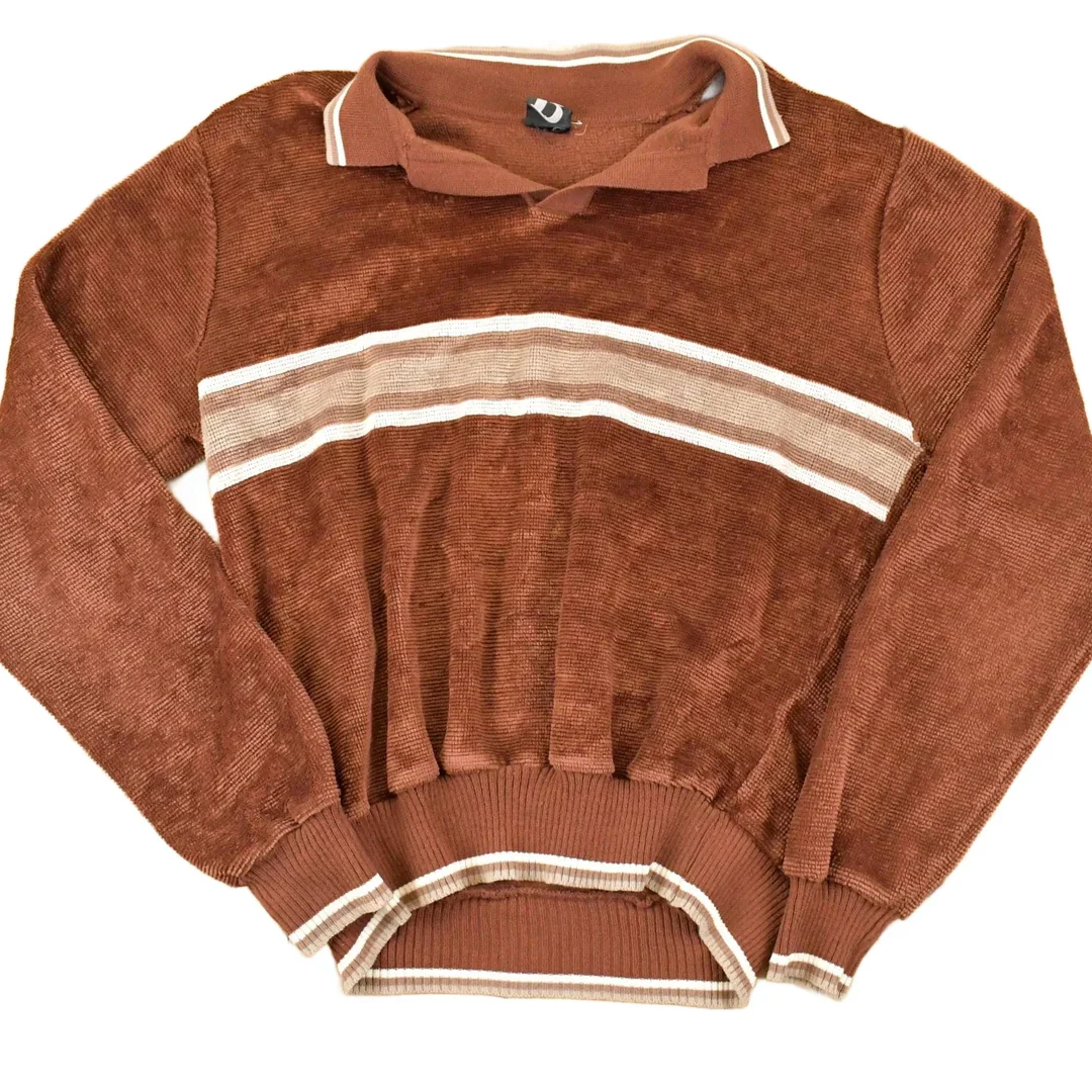 Vintage 1980s Peter B Quarter Button Knit Sweater Mens M
