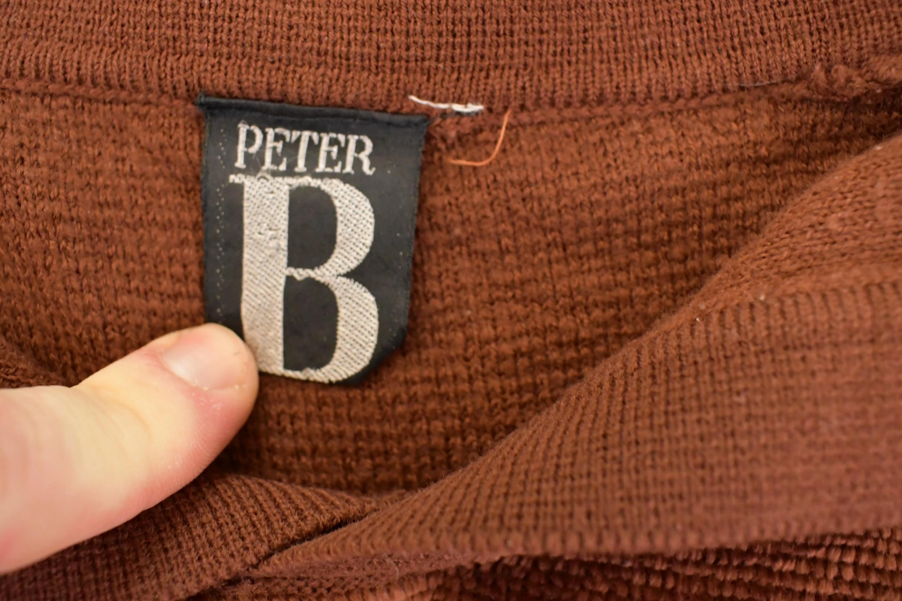 Vintage 1980s Peter B Quarter Button Knit Sweater Mens M - Image 3